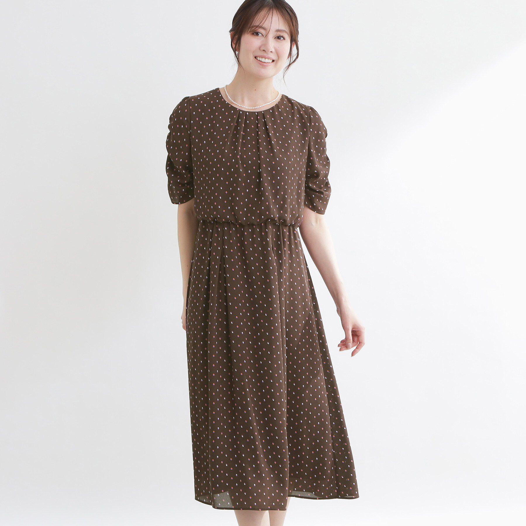 Reflect「小紋柄ジョーゼットワンピース」|ワンピース|