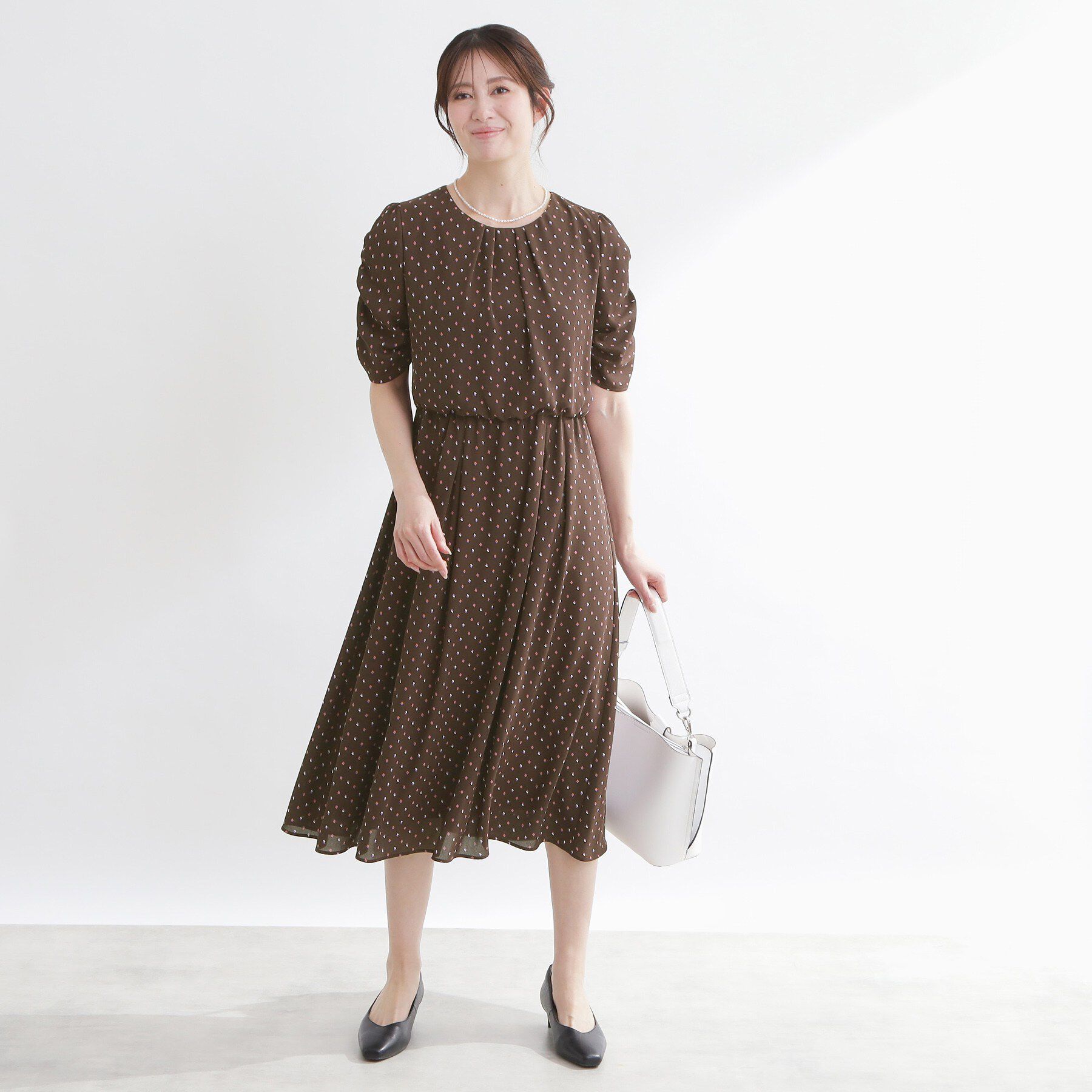 Reflect「小紋柄ジョーゼットワンピース」|ワンピース|