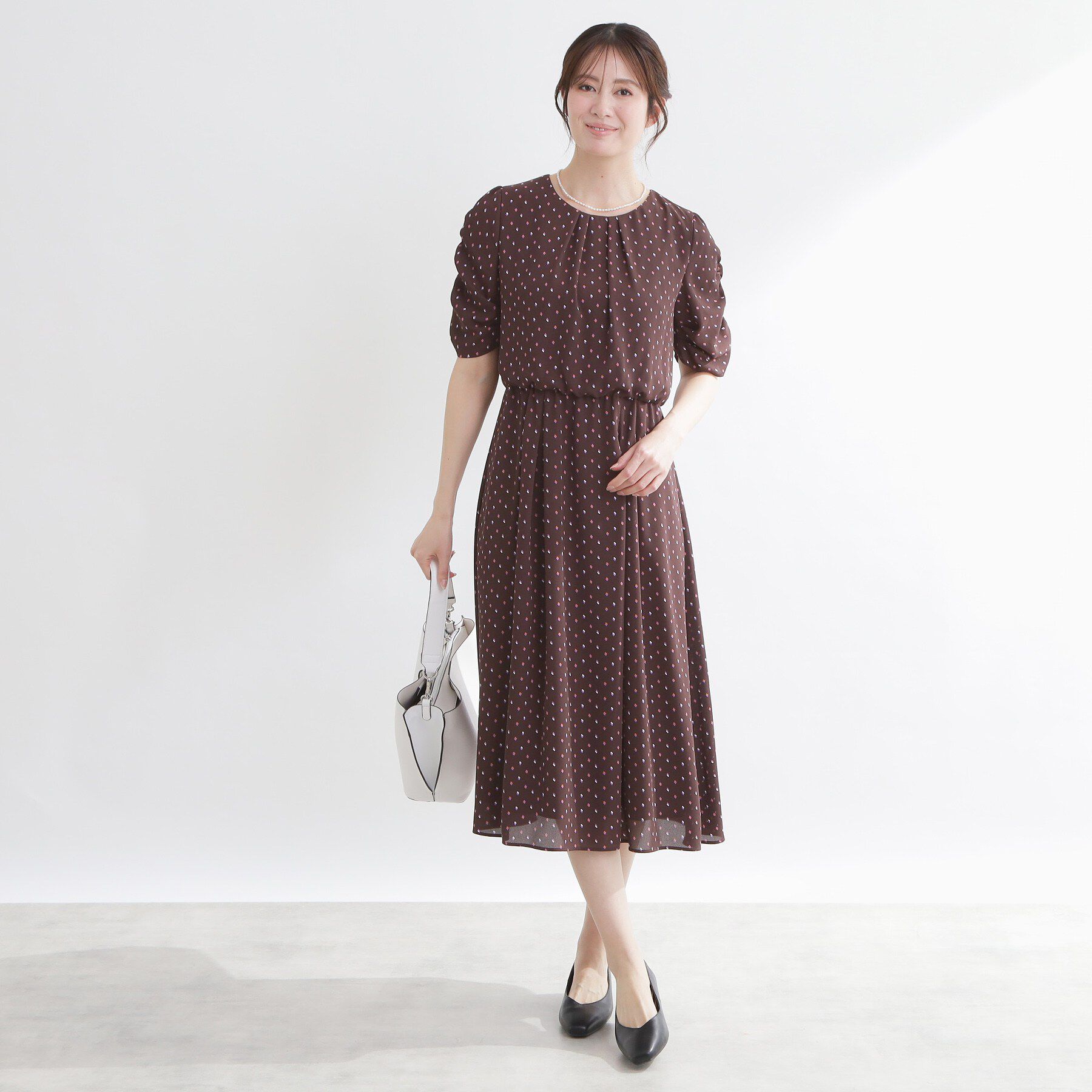 Reflect「小紋柄ジョーゼットワンピース」|ワンピース|