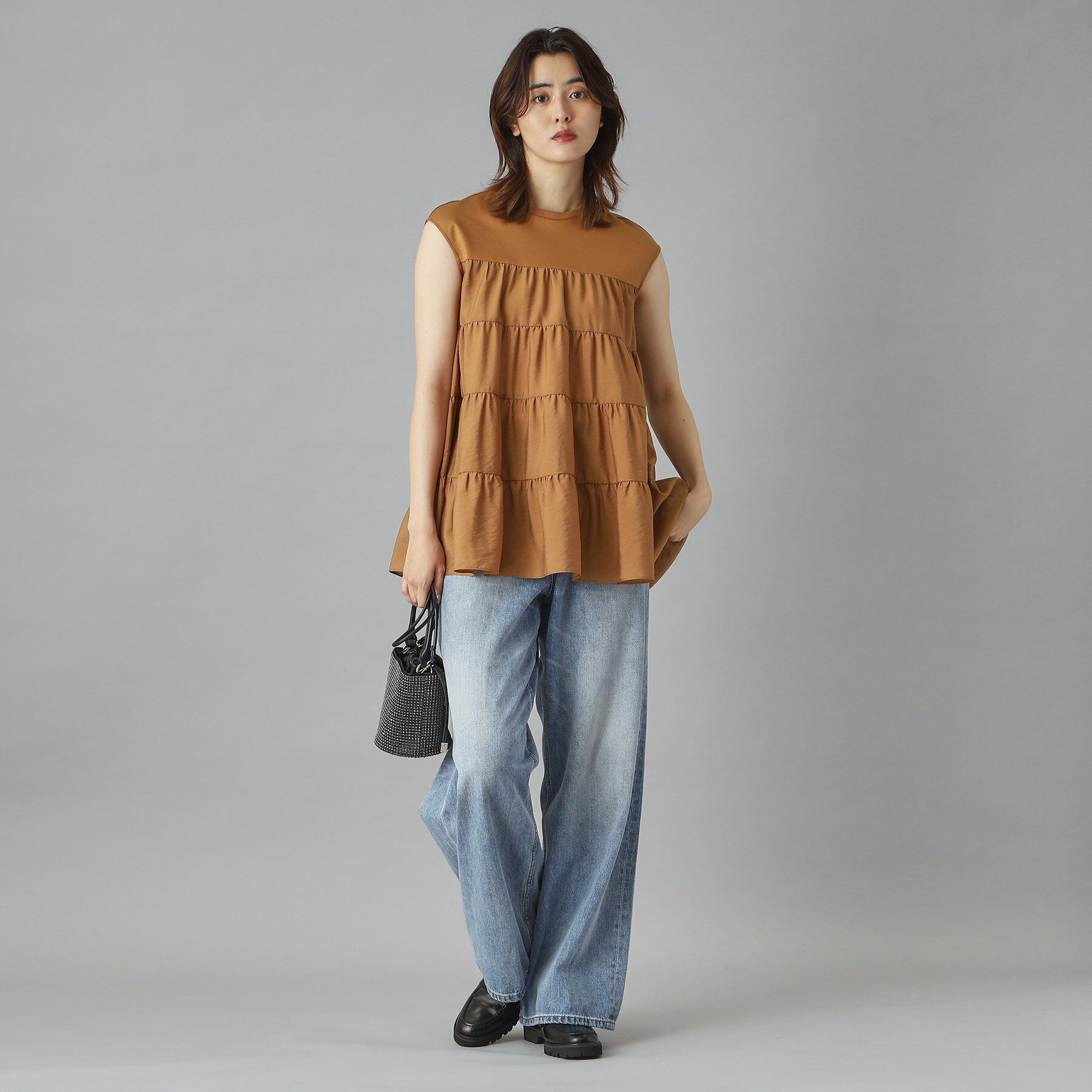 DRESSTERIOR「【接触冷感/イージーケア】ティアードコンビカットソー」|Tシャツ・カットソー|