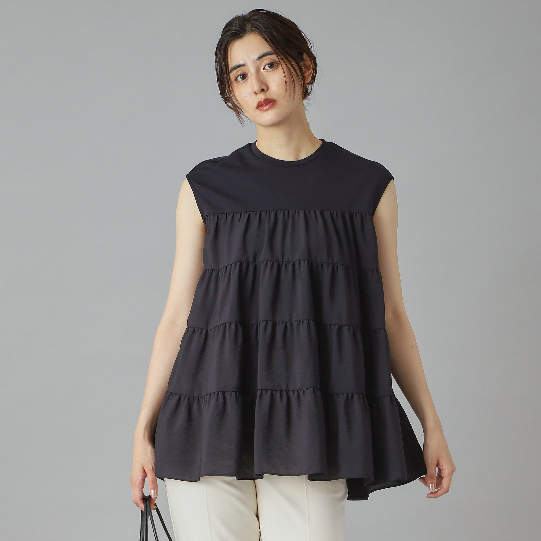 DRESSTERIOR「【接触冷感/イージーケア】ティアードコンビカットソー」|Tシャツ・カットソー|