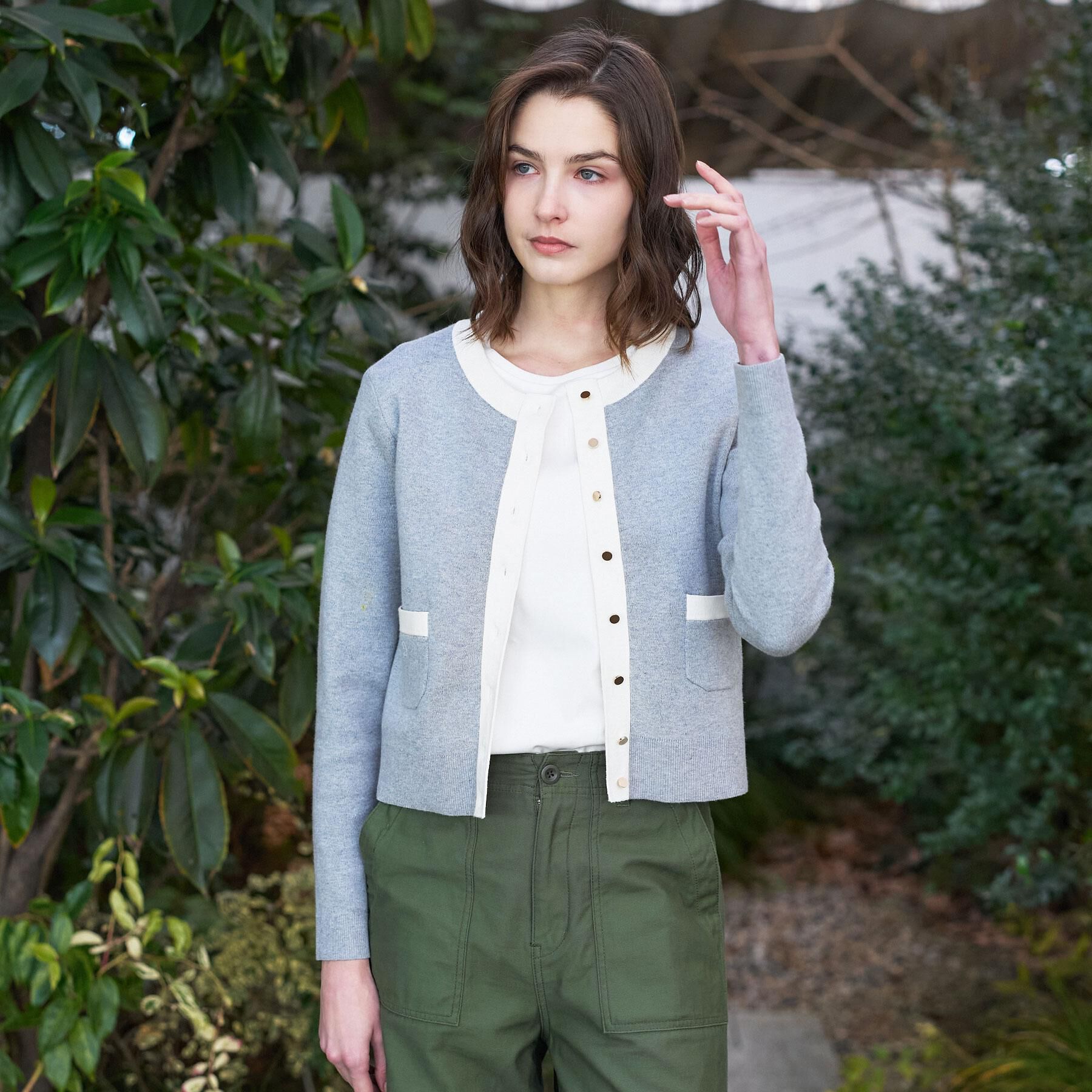 DRESSTERIOR「ウォッシャブル コットンカシミヤ コンビカーデ」|カーディガン|