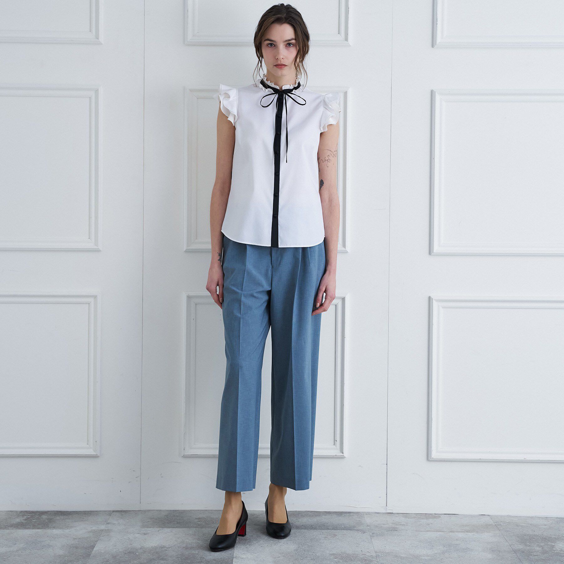 DRESSTERIOR「【着映え/ウォッシャブル】バイカラーウィングスリーブブラウス」|シャツ・ブラウス|