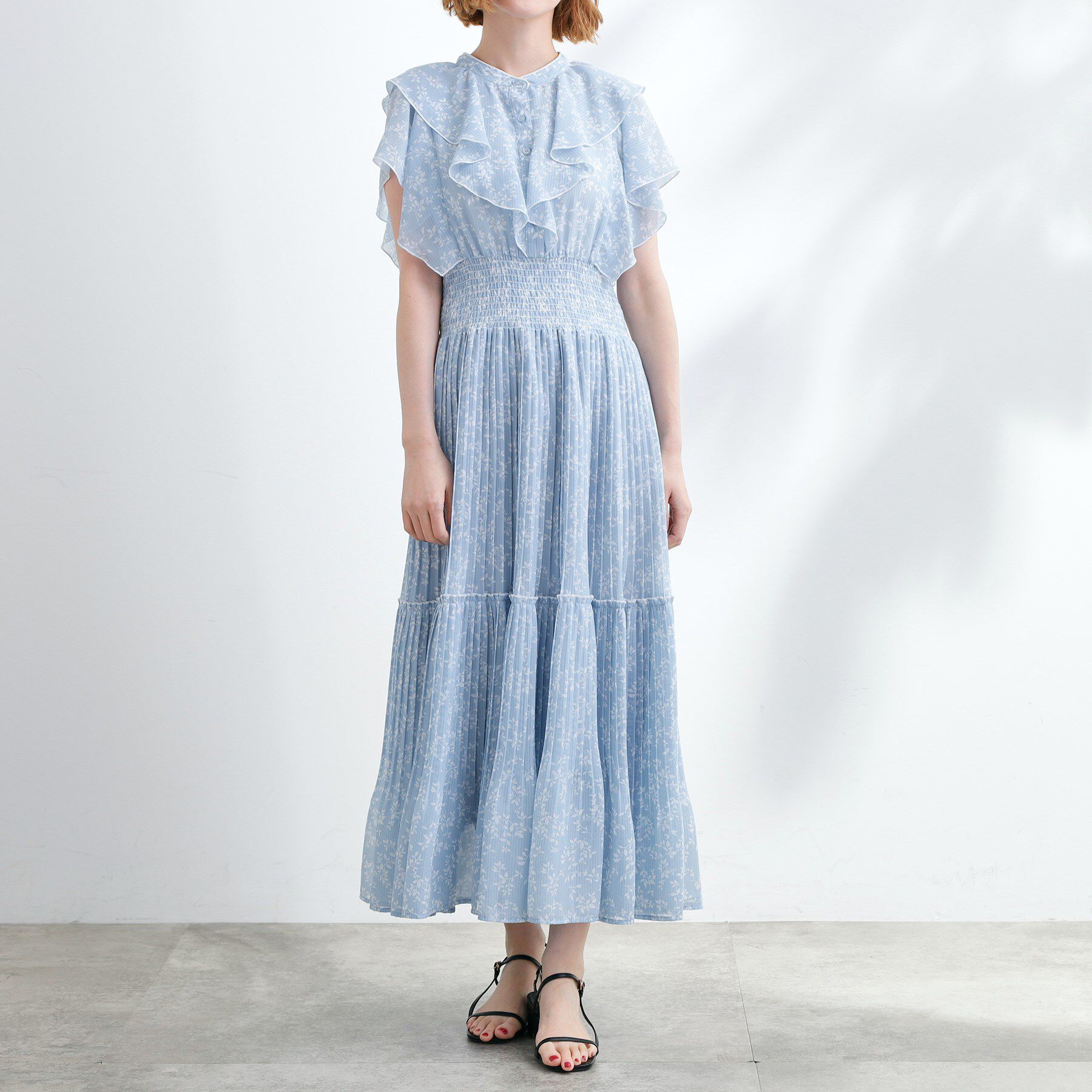 grove「夏の主役シフォンプリントプリーツワンピース」|ワンピース|