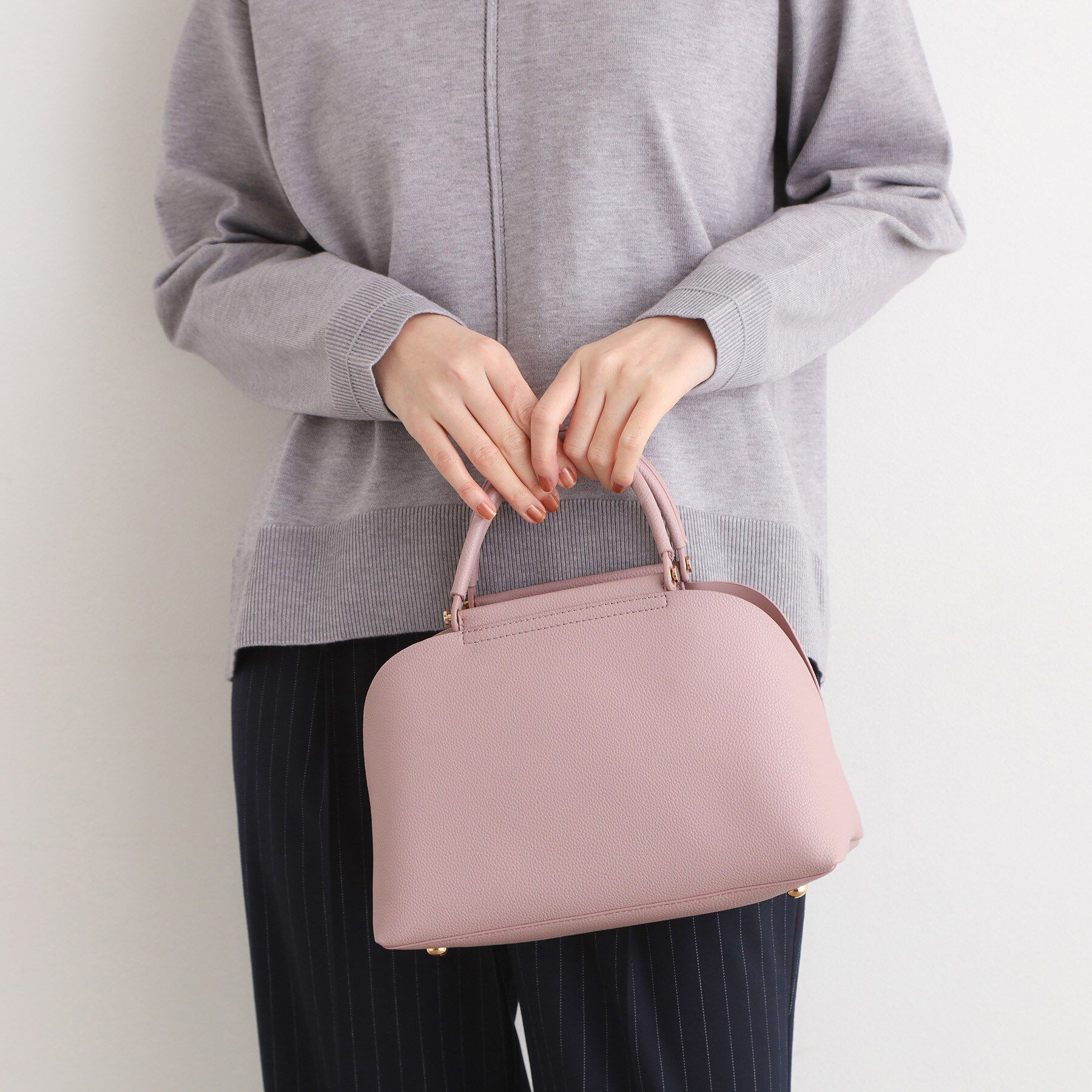 grove「【ハレの日にもデイリーにも】バーハンドルラウンド2WAYトート」|ハンドバッグ|ピンク(070)