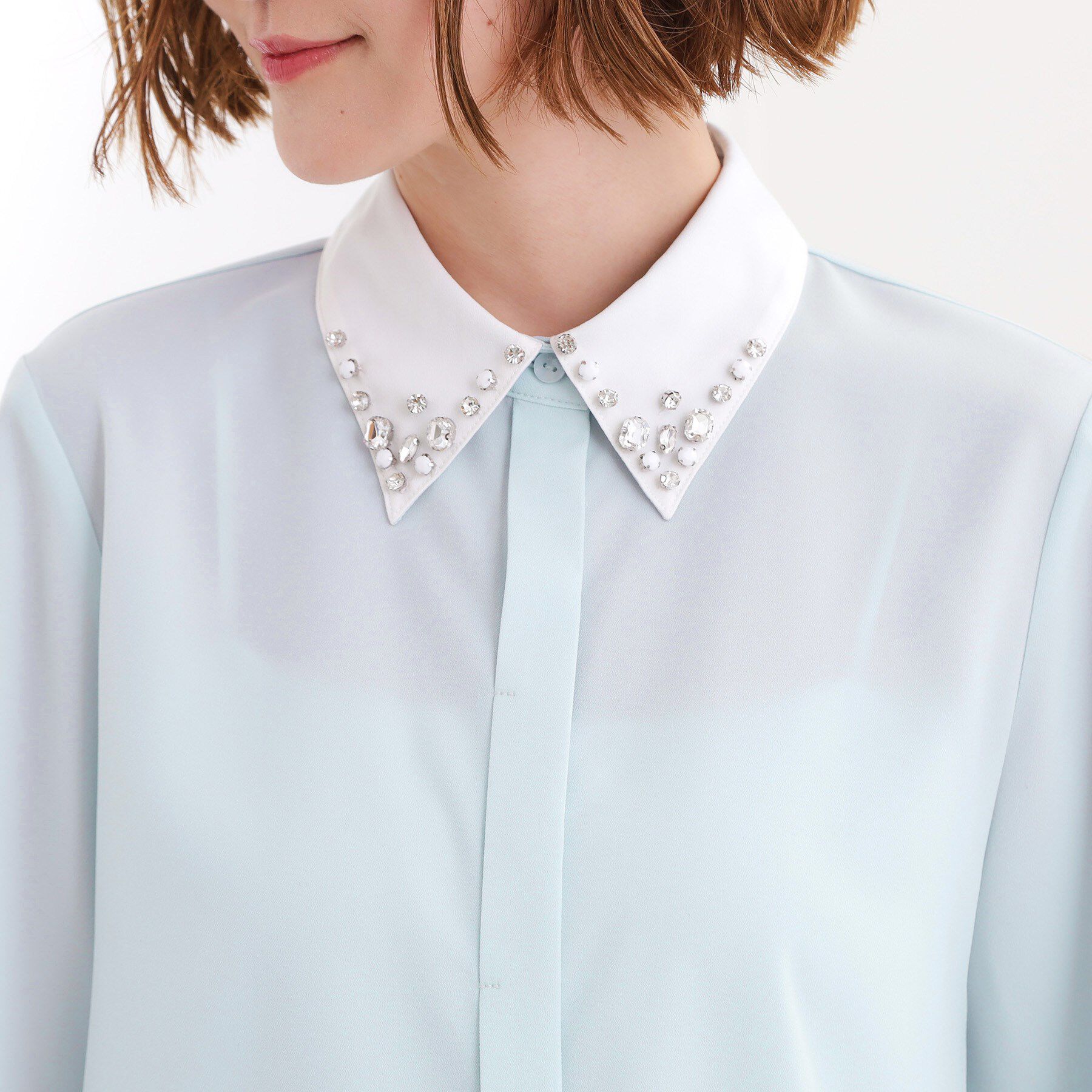 grove「ビジューカラー とろみシャツ」|シャツ・ブラウス|