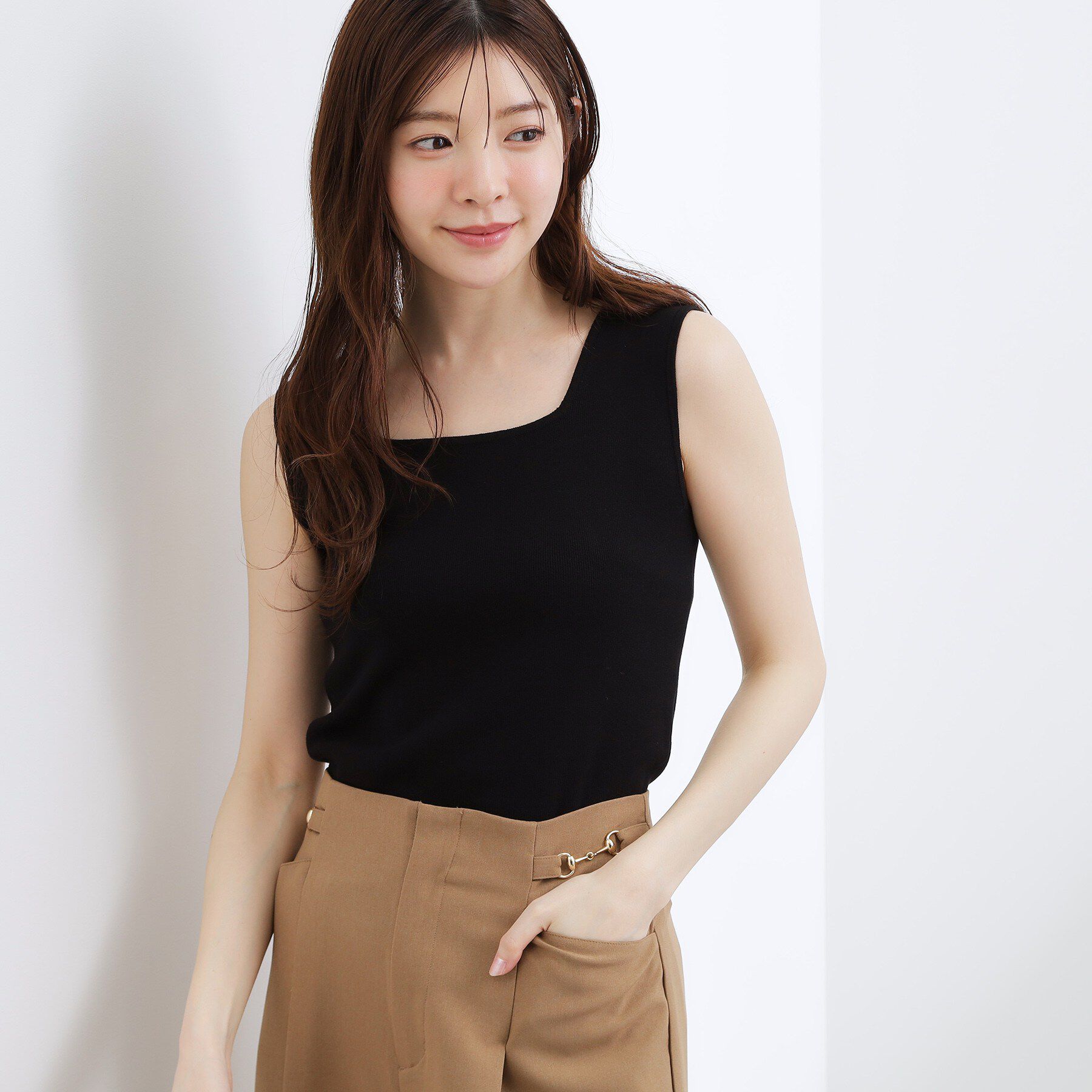 grove「2WAYスクエアニットタンク」|キャミソール|
