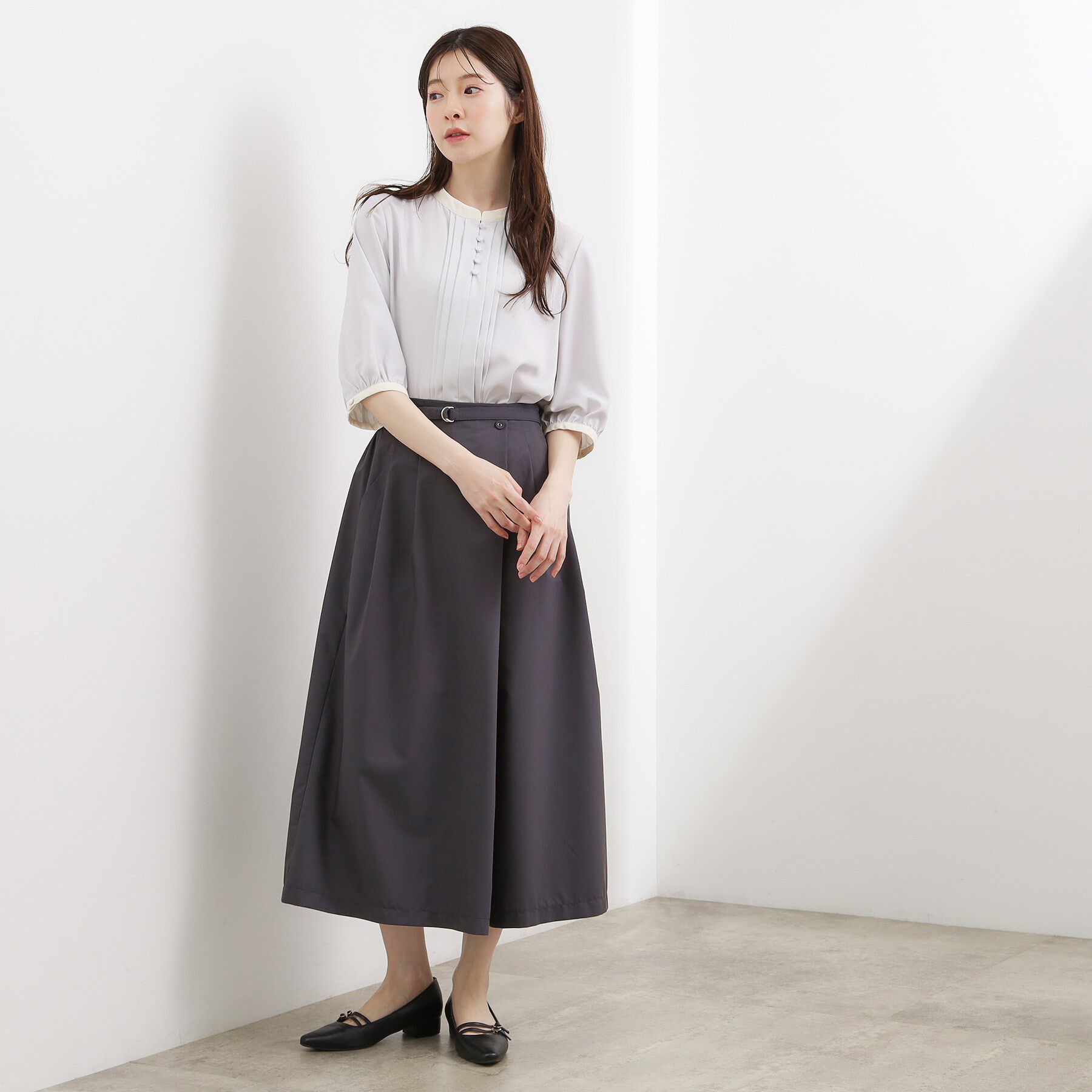 grove「【二の腕カバー・お仕事】フロントタック配色ブラウス」|シャツ・ブラウス|