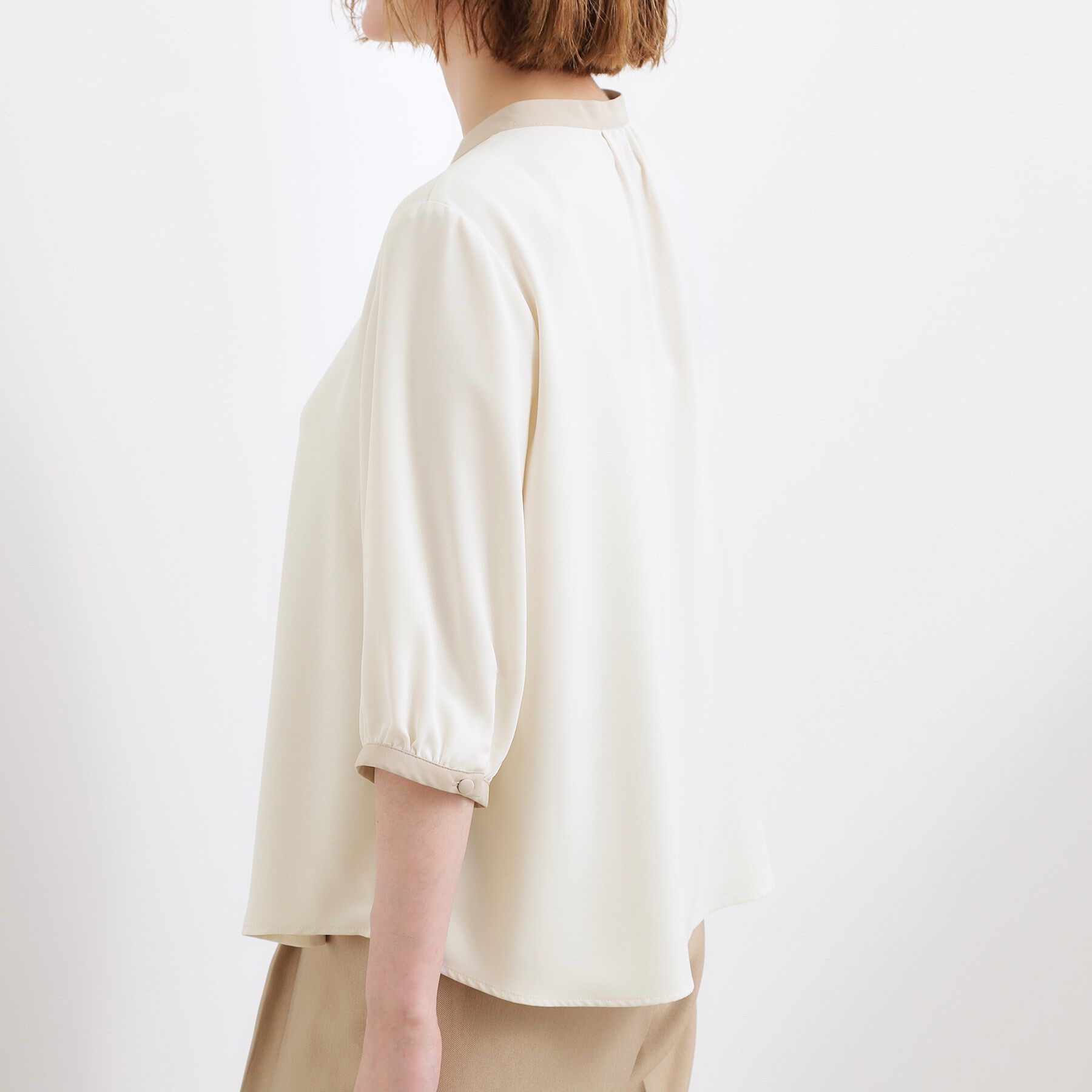 grove「【二の腕カバー・お仕事】フロントタック配色ブラウス」|シャツ・ブラウス|