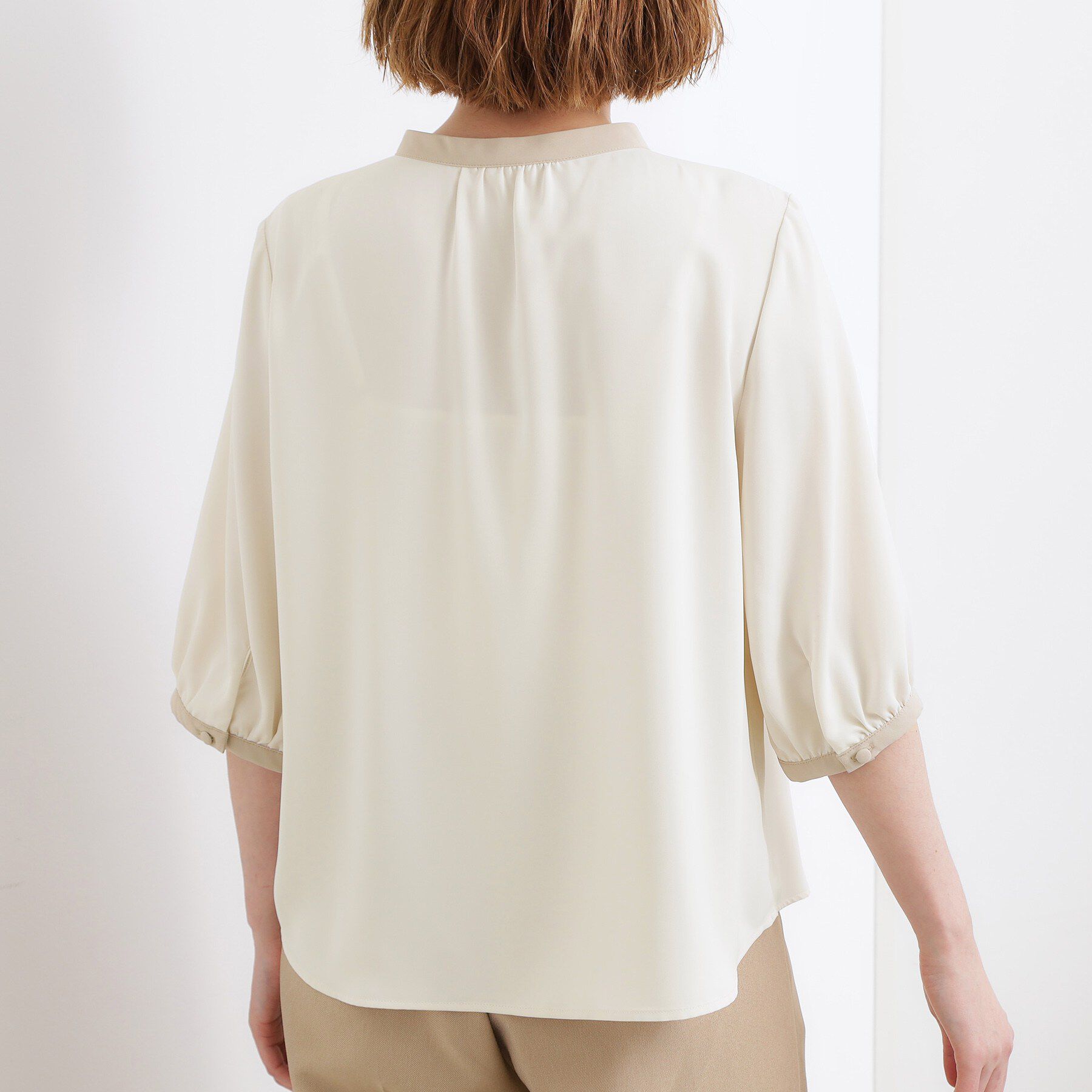 grove「【二の腕カバー・お仕事】フロントタック配色ブラウス」|シャツ・ブラウス|