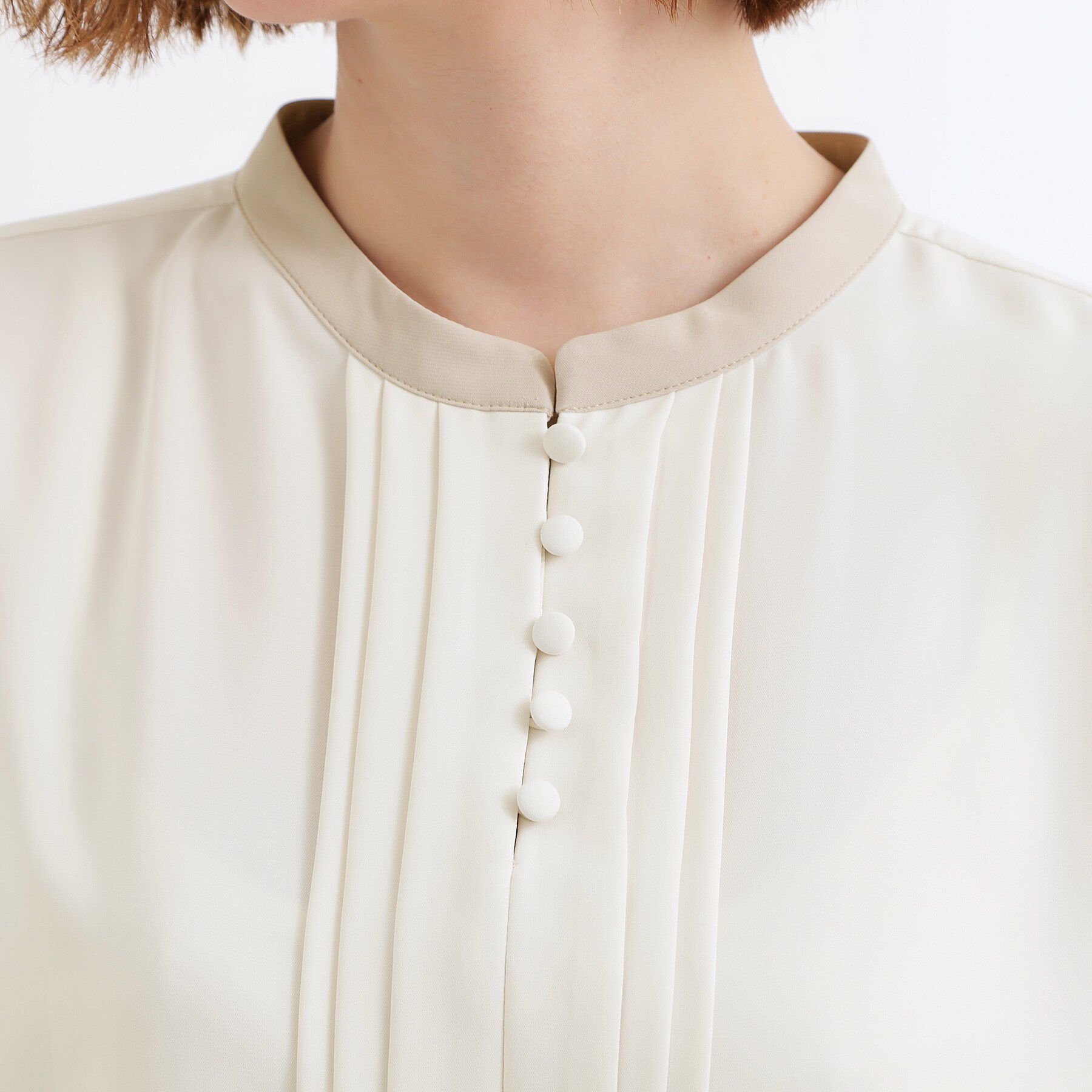 grove「【二の腕カバー・お仕事】フロントタック配色ブラウス」|シャツ・ブラウス|