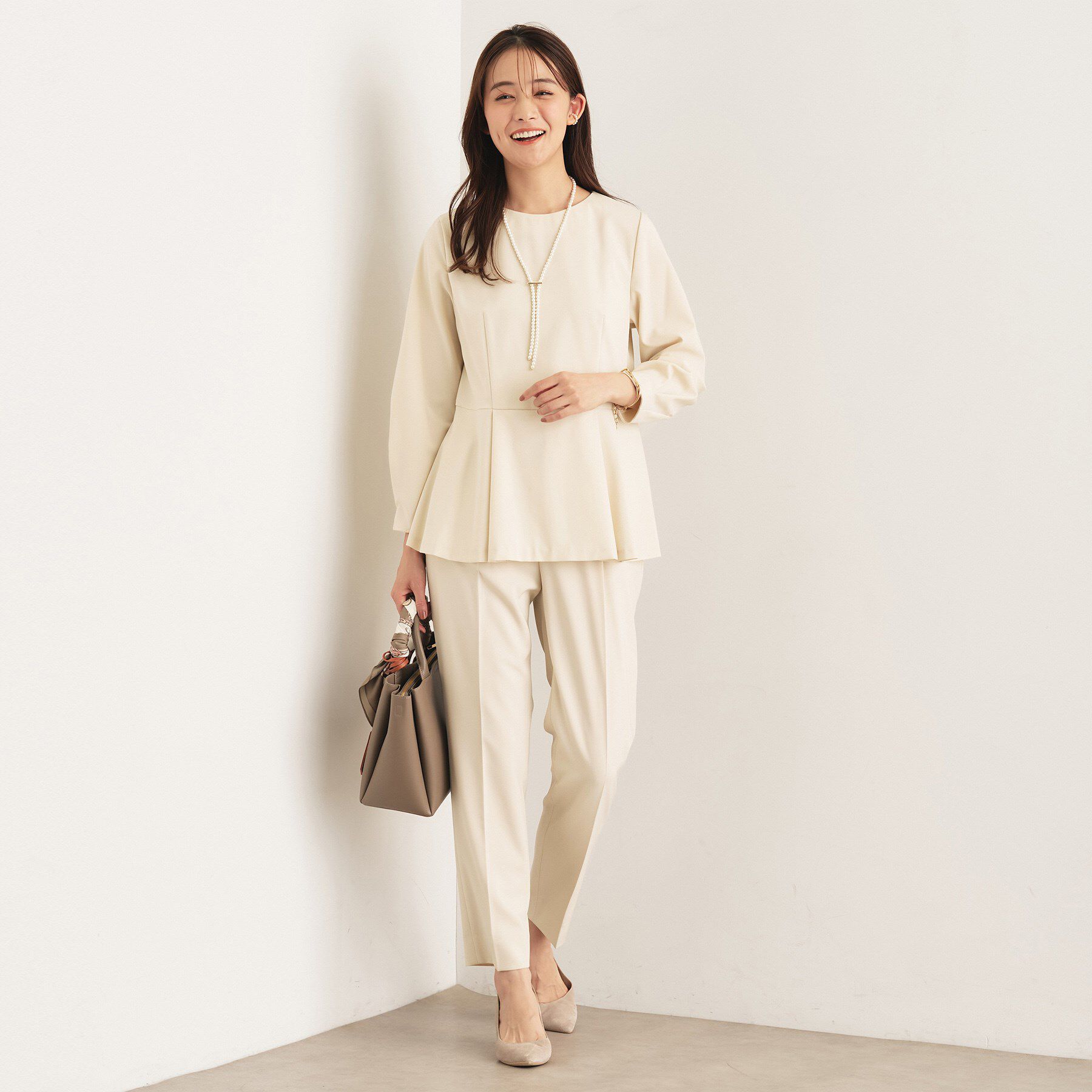 INDIVI「【洗える／SETUP可能／セレモニー】ペプラムブラウス」|シャツ・ブラウス|