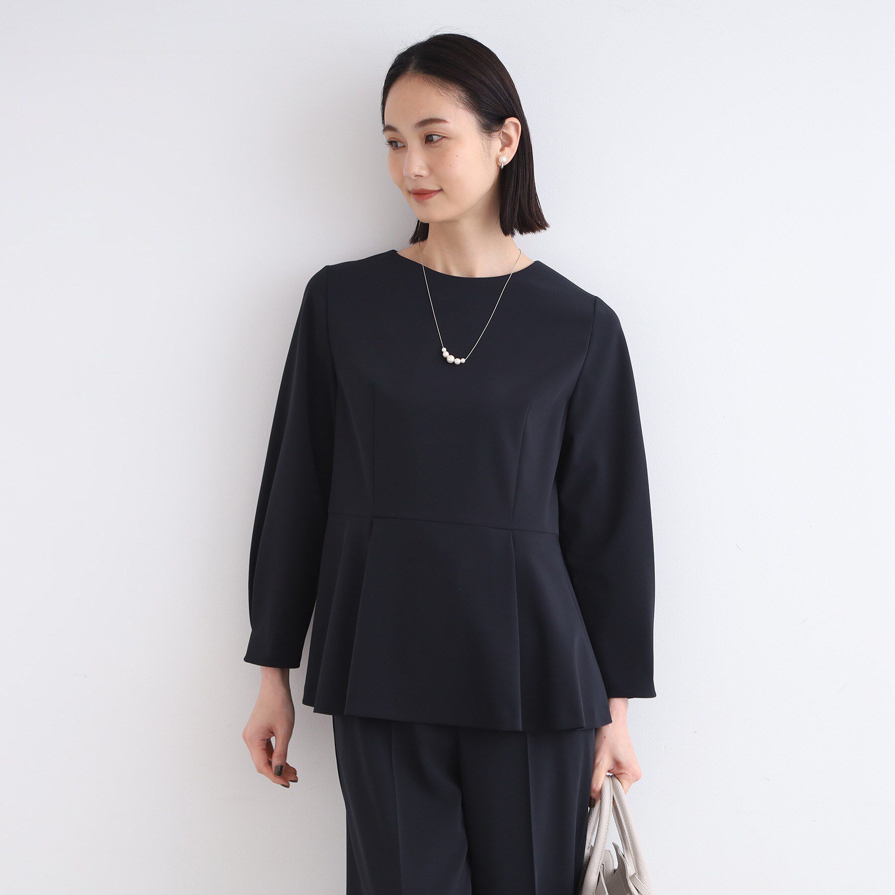 INDIVI「【洗える／SETUP可能／セレモニー】ペプラムブラウス」|シャツ・ブラウス|ブルー(693)