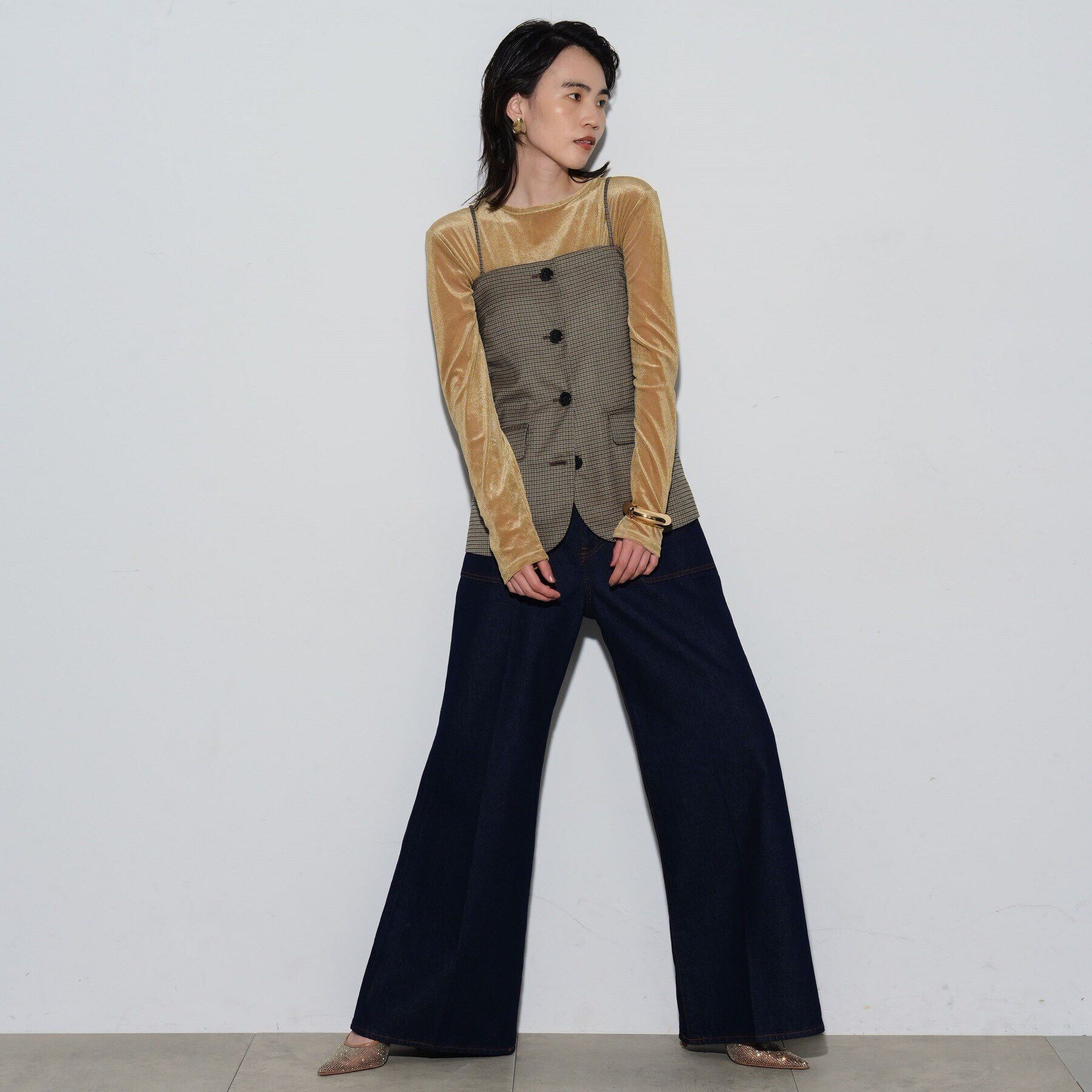 GALLEST「ベアトップチェックジレ」|ベスト・ジレ|