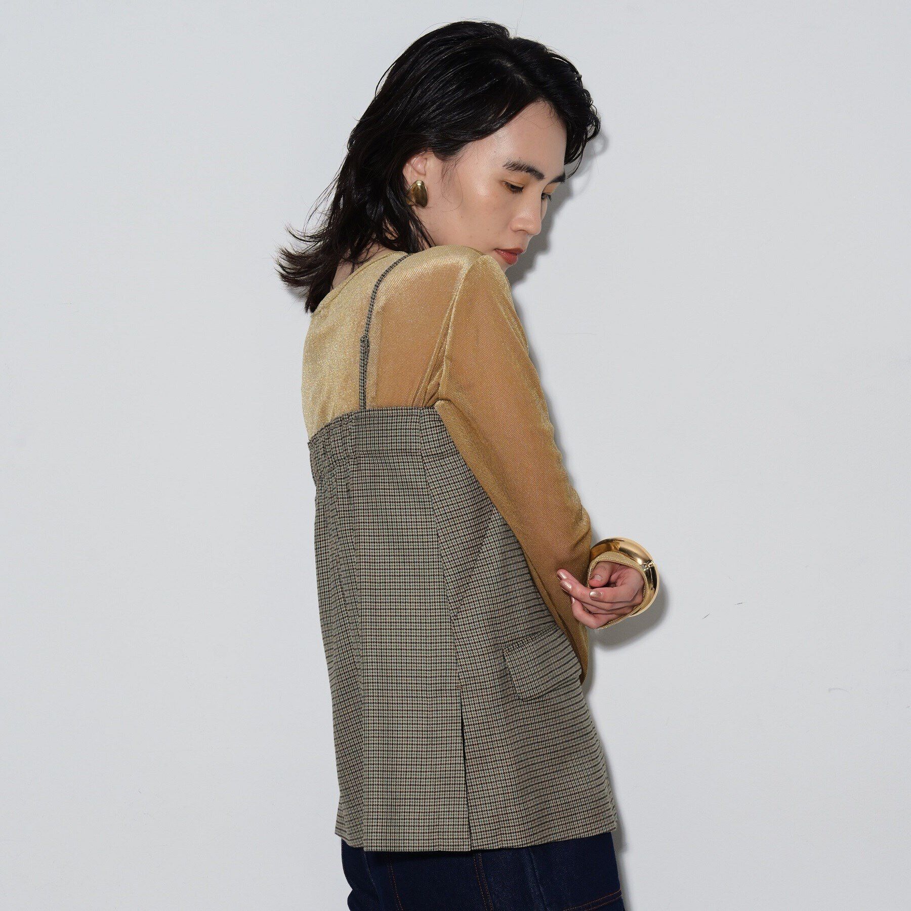 GALLEST「ベアトップチェックジレ」|ベスト・ジレ|