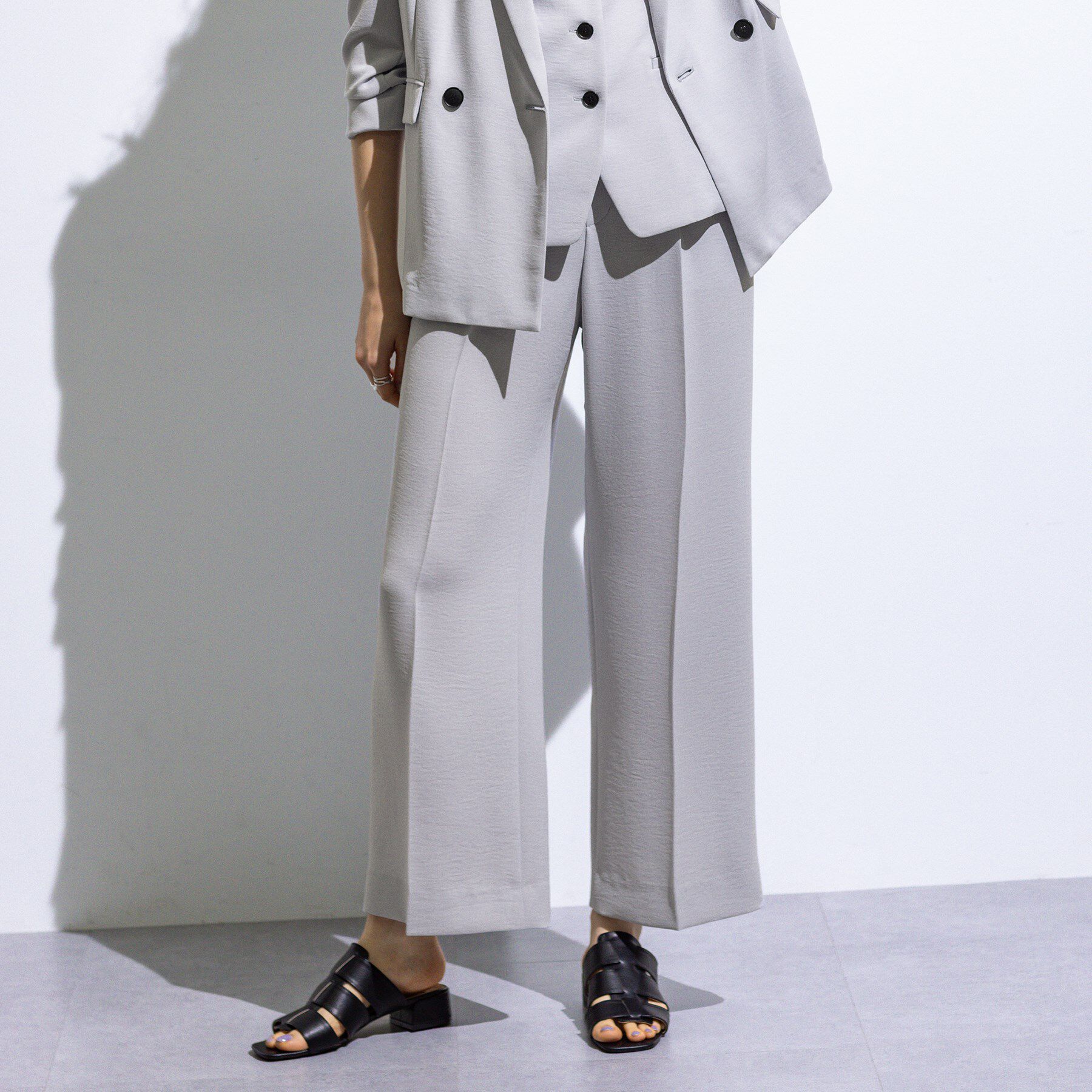 INDIVI「【着る日傘/遮熱/UVケア】ワイドパンツ」|スーツ|ライトグレー(011