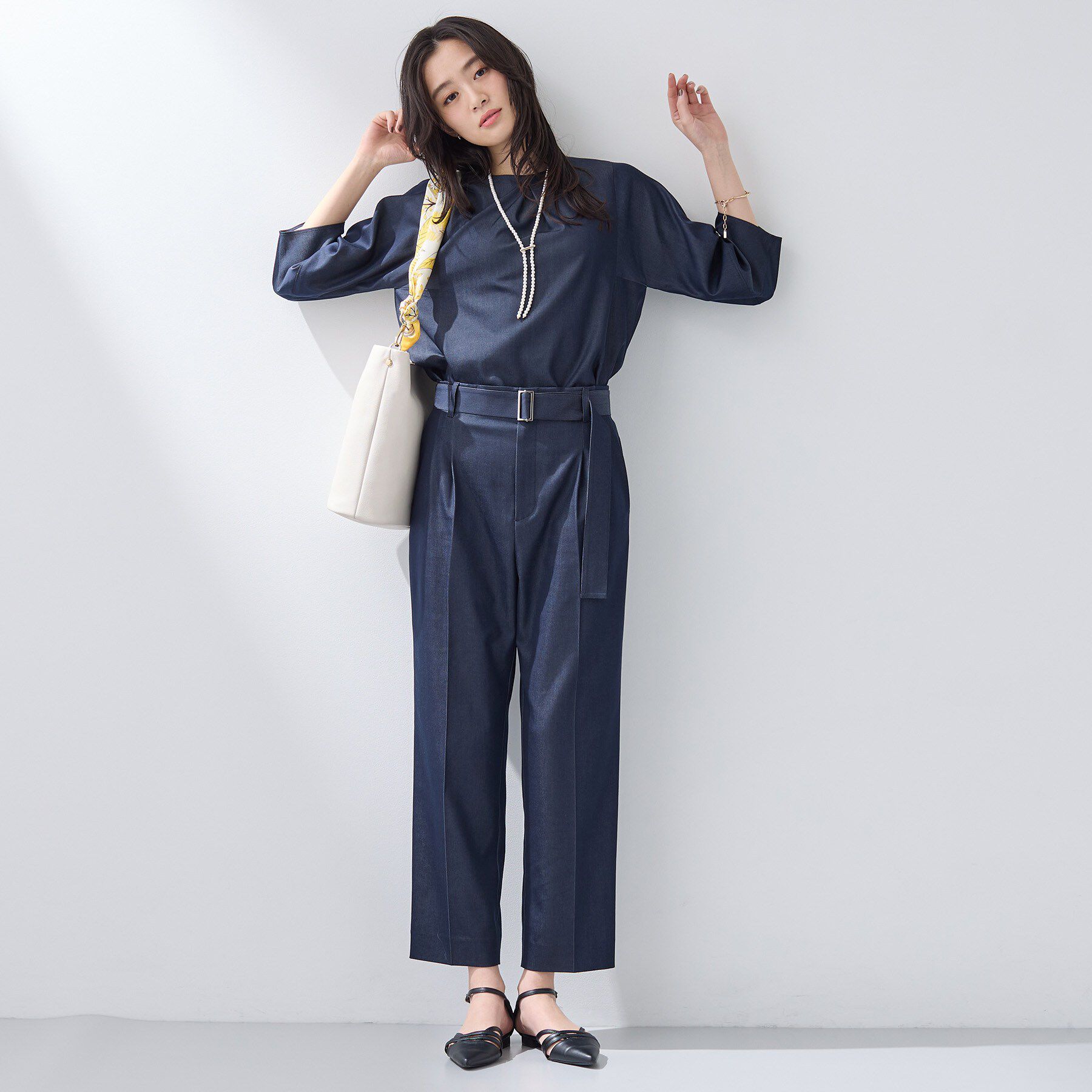 INDIVI「【洗える／UVケア／SETUP可能】デニムライクテーパードパンツ」|その他|