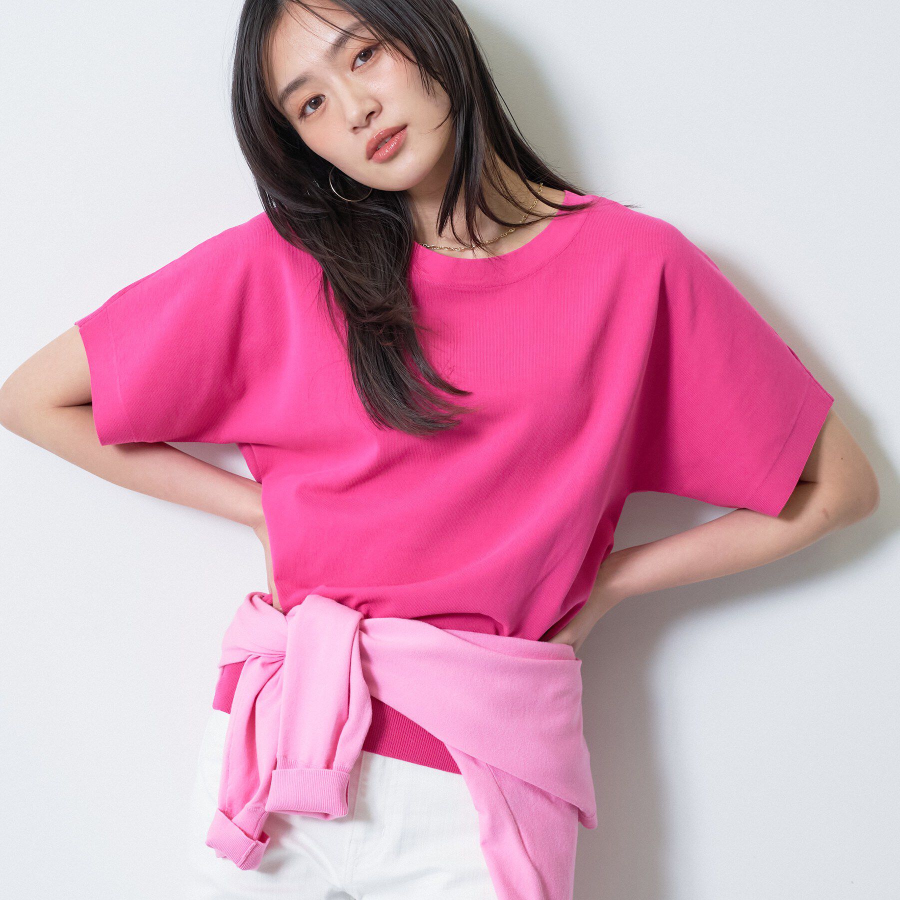 INDIVI「【洗える／コットン】ドライタッチさらりニットT」|ニット・セーター|