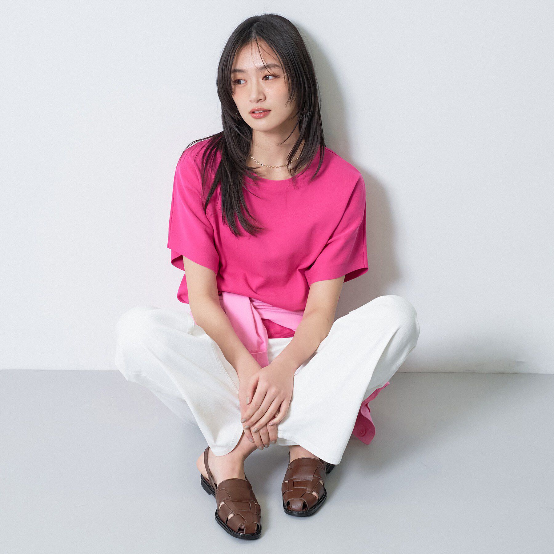 INDIVI「【洗える／コットン】ドライタッチさらりニットT」|ニット・セーター|