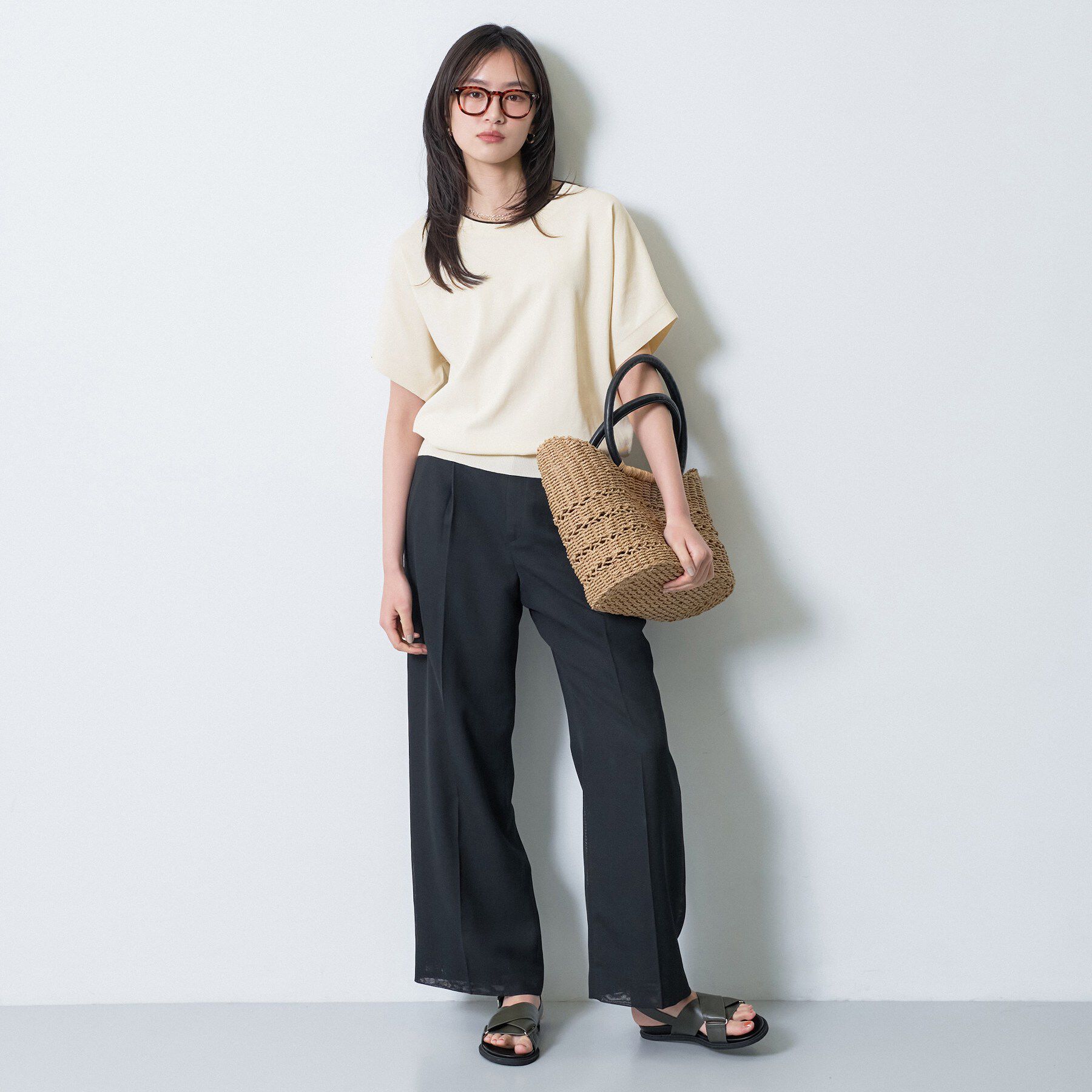 INDIVI「【洗える／コットン】ドライタッチさらりニットT」|ニット・セーター|