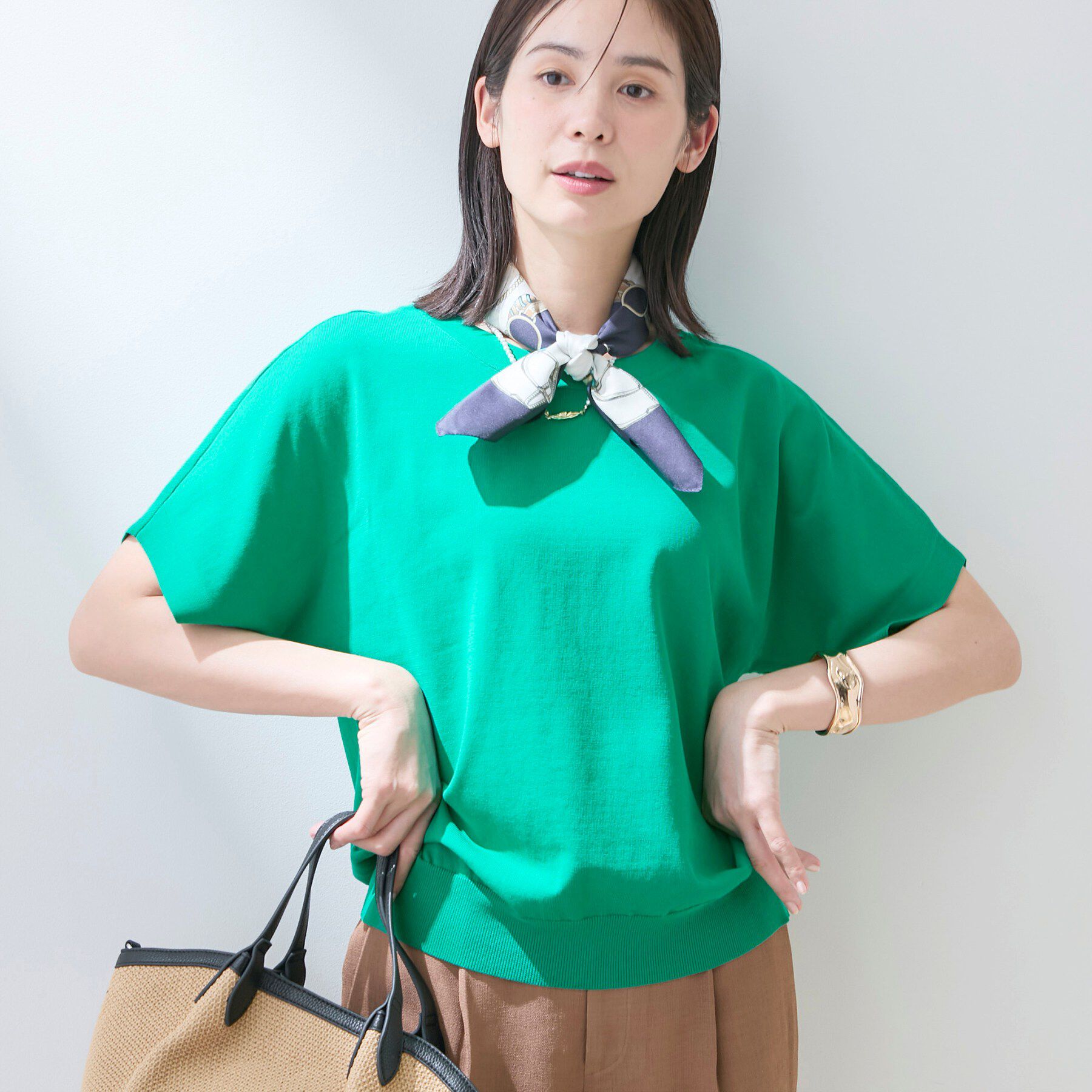 INDIVI「【洗える／コットン】ドライタッチさらりニットT」|ニット・セーター|