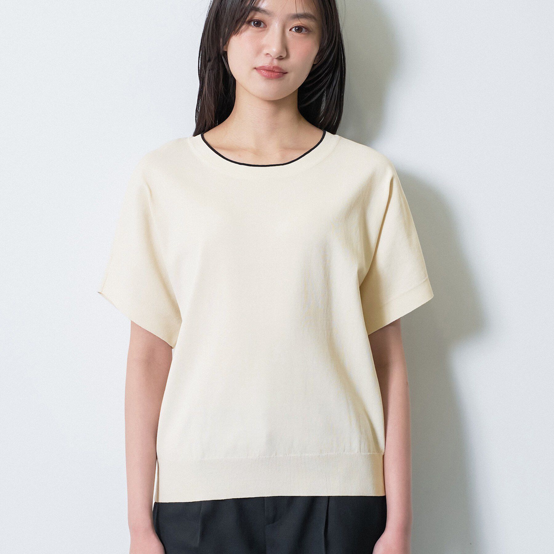 INDIVI「【洗える／コットン】ドライタッチさらりニットT」|ニット・セーター|