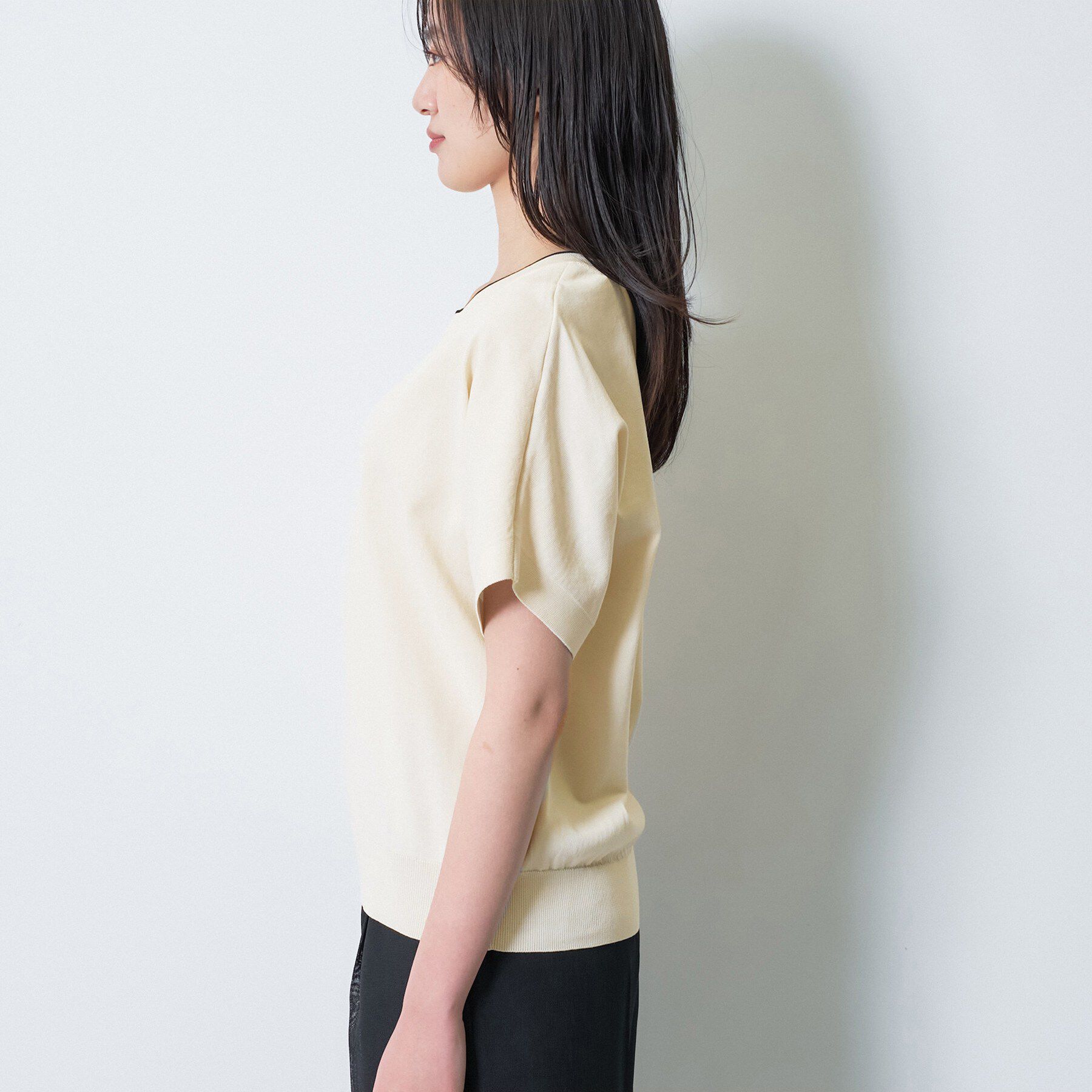 INDIVI「【洗える／コットン】ドライタッチさらりニットT」|ニット・セーター|