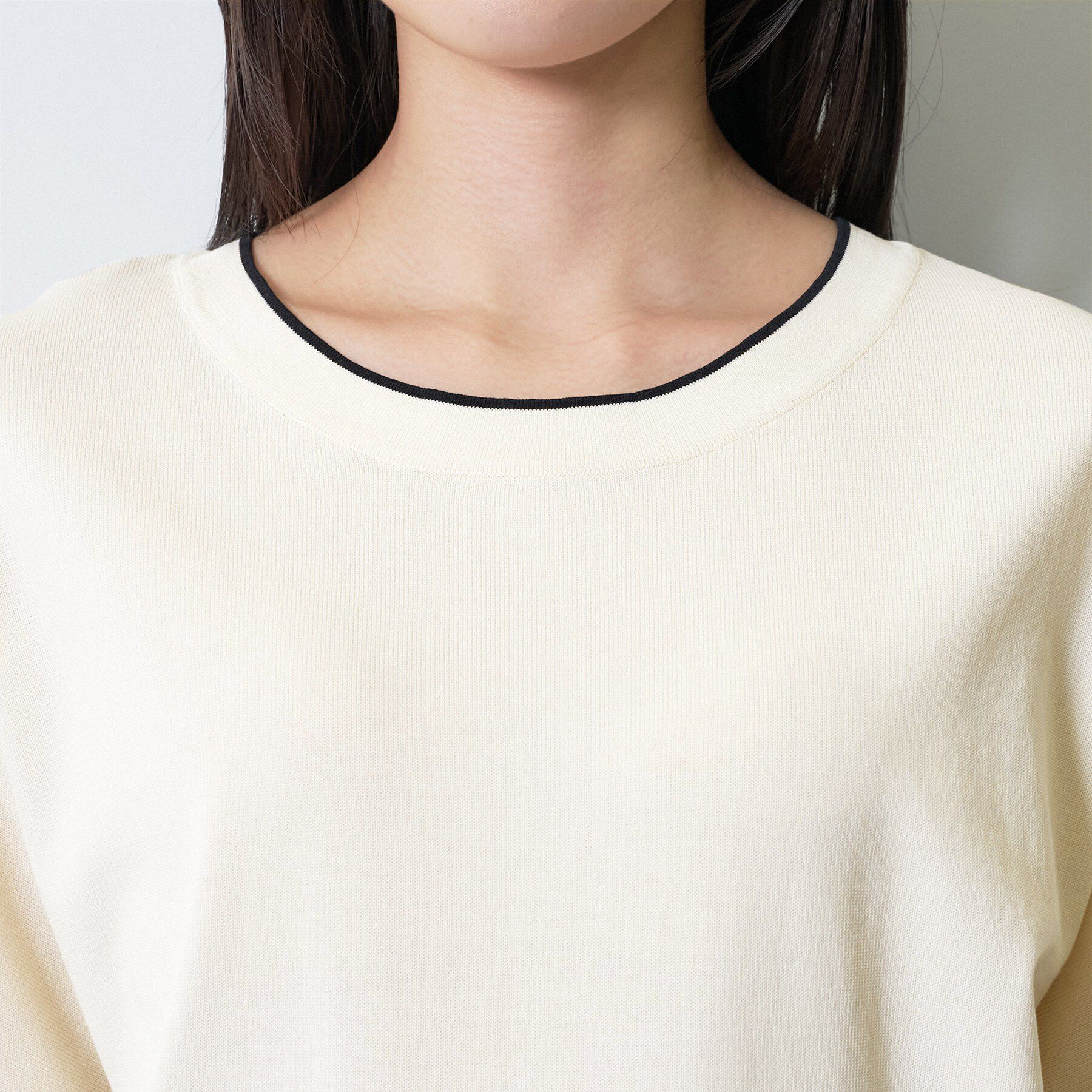 INDIVI「【洗える／コットン】ドライタッチさらりニットT」|ニット・セーター|