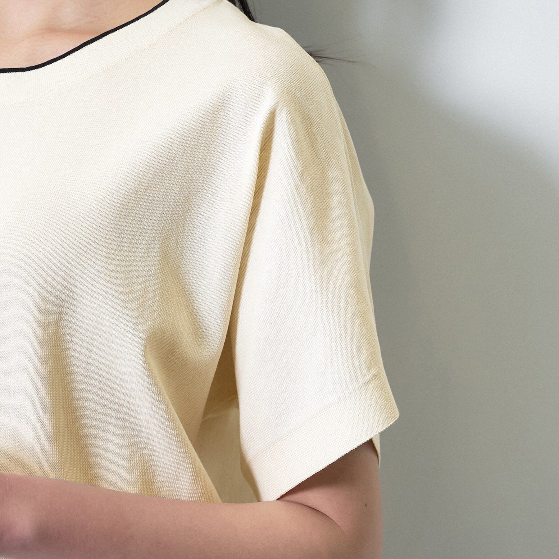 INDIVI「【洗える／コットン】ドライタッチさらりニットT」|ニット・セーター|