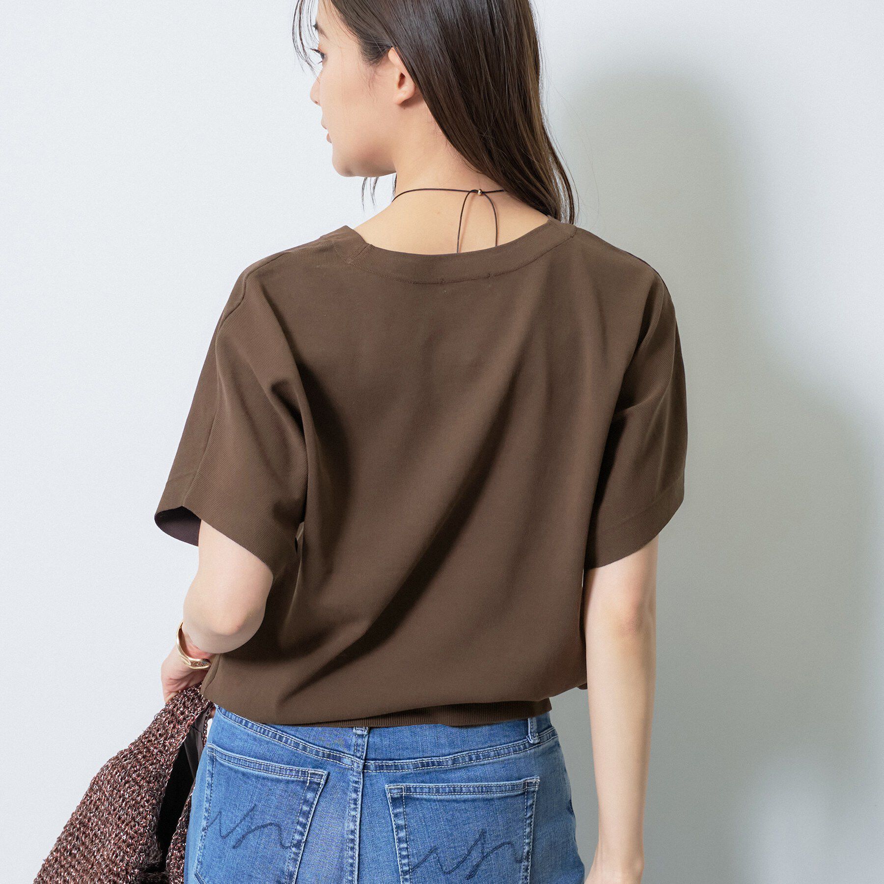 INDIVI「【洗える／コットン】ドライタッチさらりニットT」|ニット・セーター|