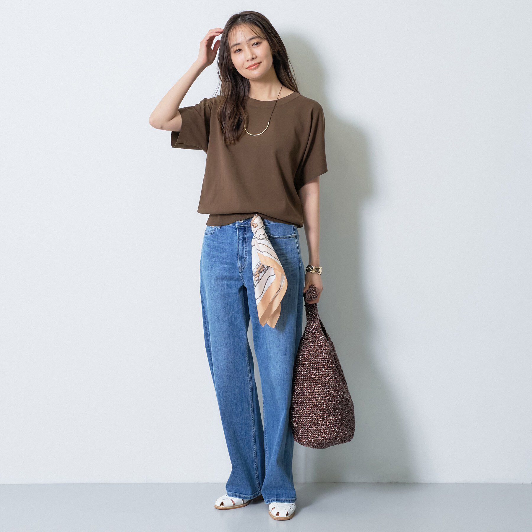 INDIVI「【洗える／コットン】ドライタッチさらりニットT」|ニット・セーター|