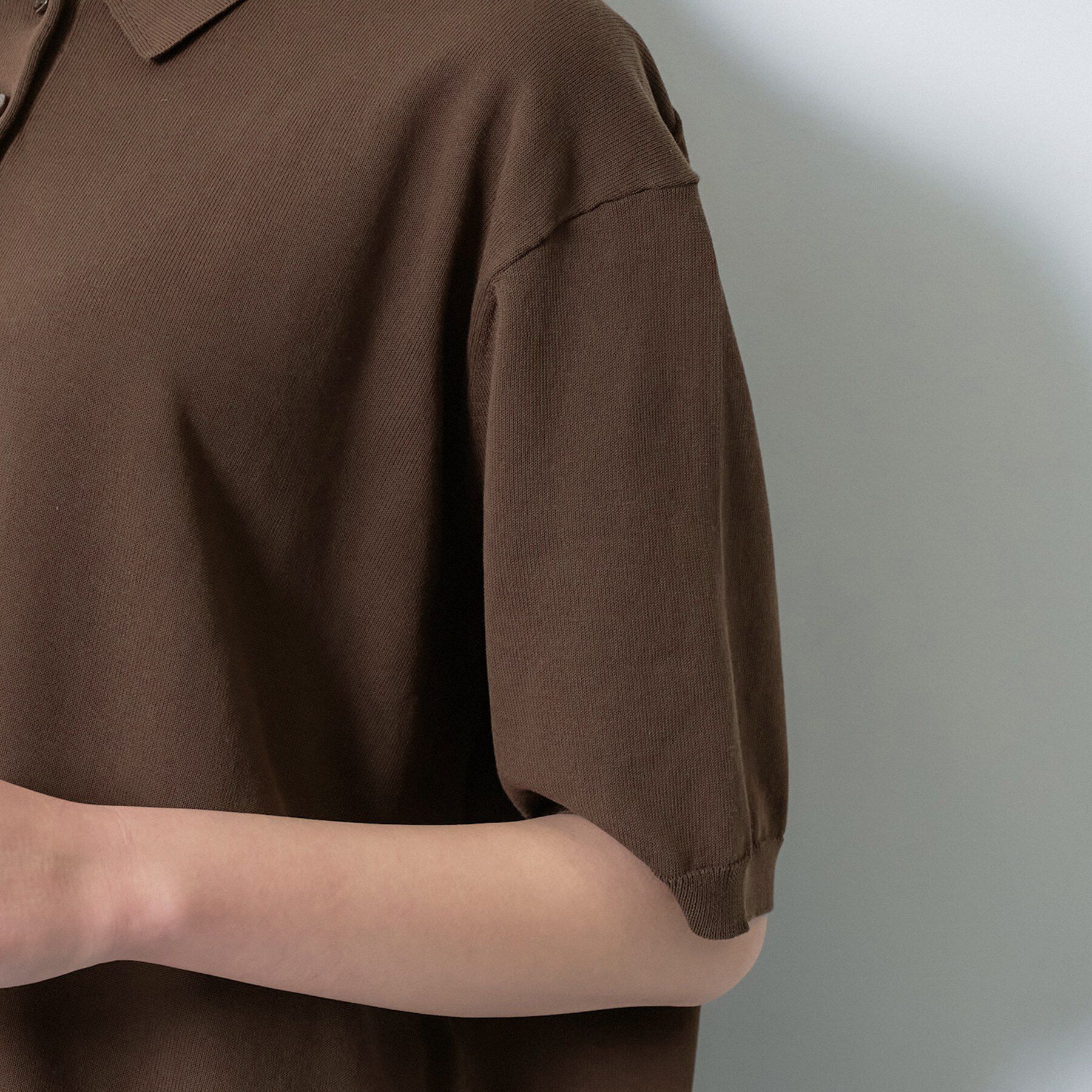 INDIVI「【洗える／コットン】ドライタッチさらりポロ襟ニットT」|ニット・セーター|