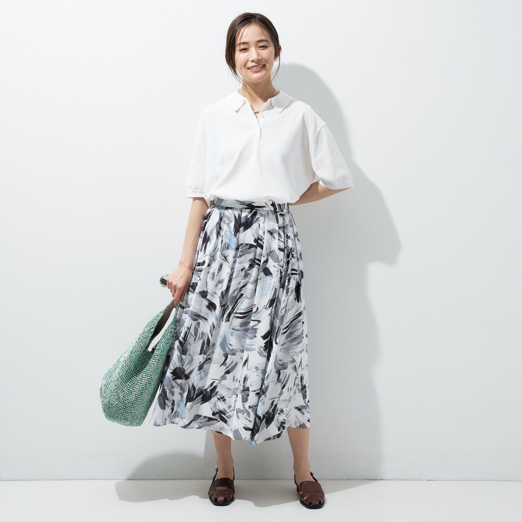 INDIVI「【洗える／コットン】ドライタッチさらりポロ襟ニットT」|ニット・セーター|