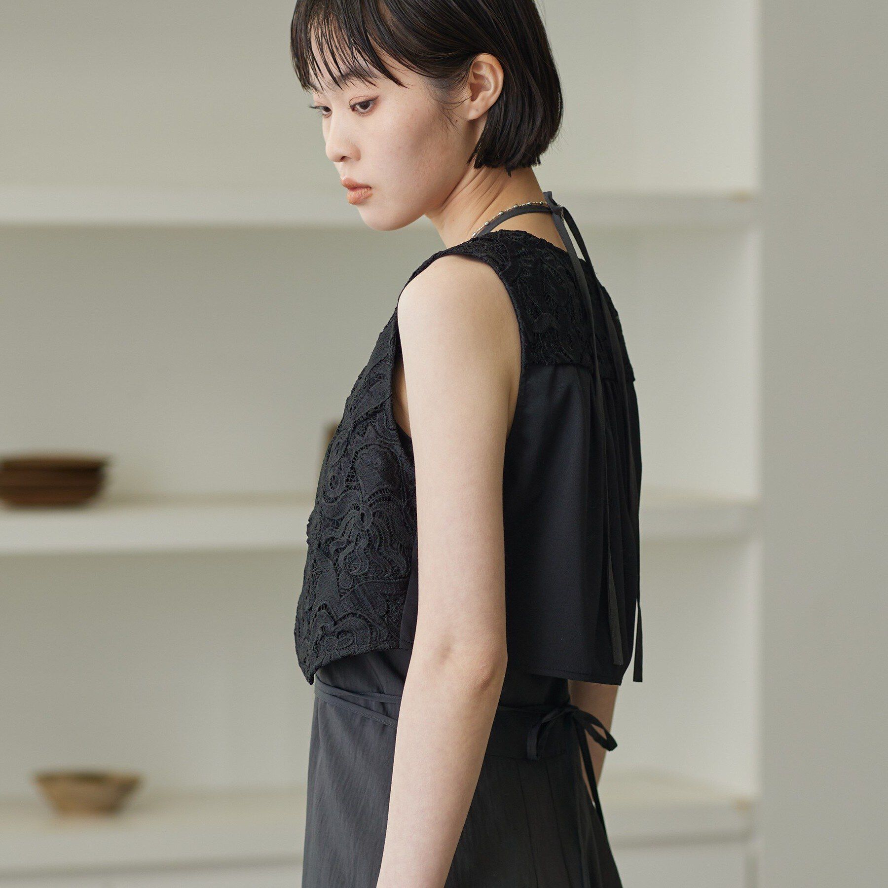 GALLEST「ショートレースジレ」|シャツ・ブラウス|
