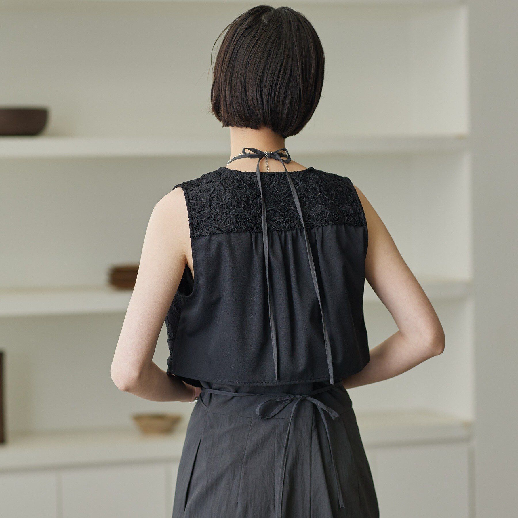 GALLEST「ショートレースジレ」|シャツ・ブラウス|