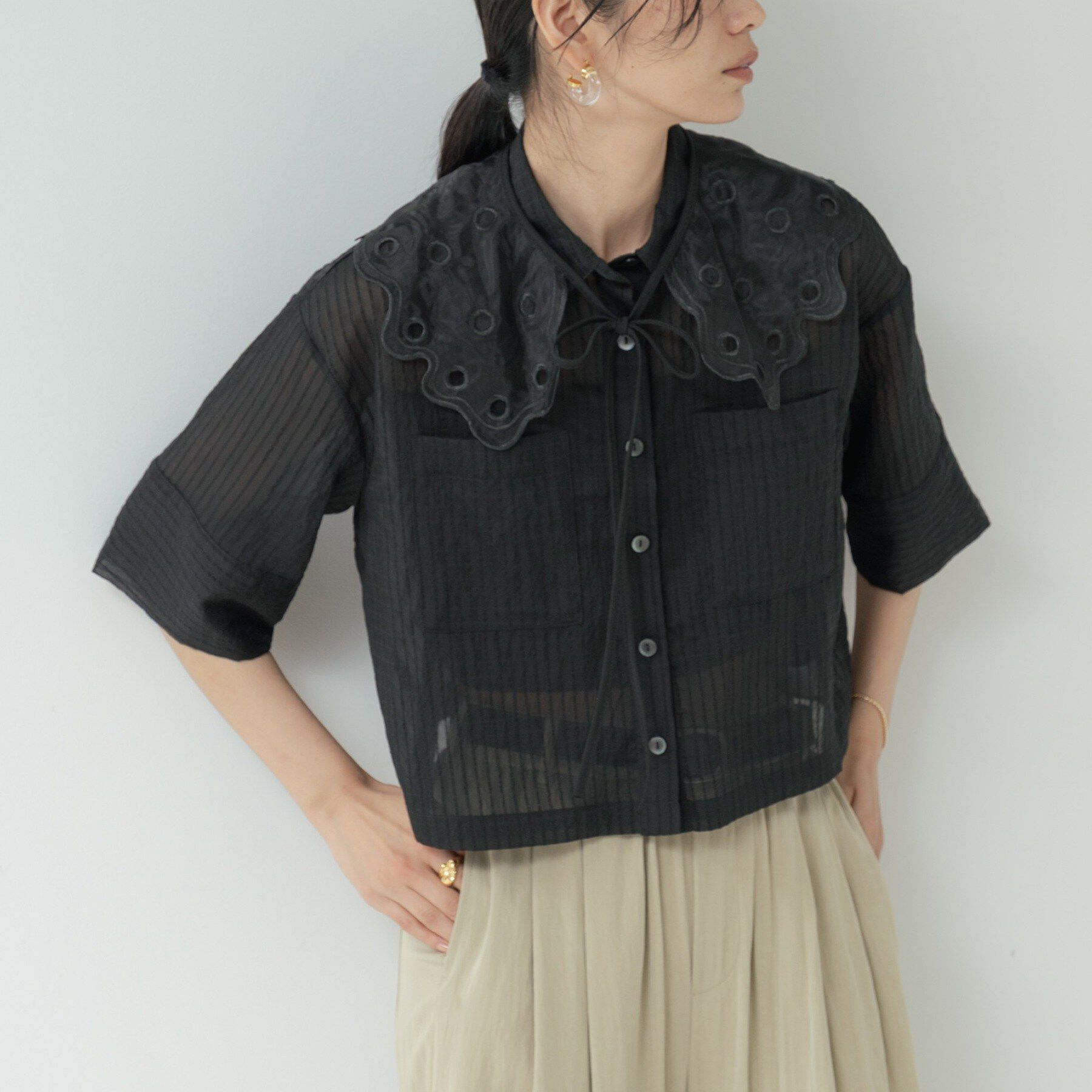 GALLEST「ボックスシルエットシアーシャツ」|シャツ・ブラウス|