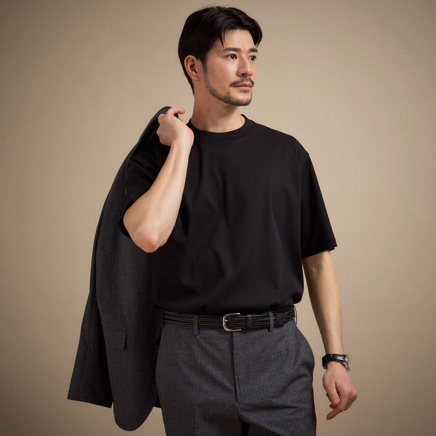 TAKEO KIKUCHI「【接触冷感】アイスクリアコットン プルオーバー」|Tシャツ・カットソー|ブラック(019)