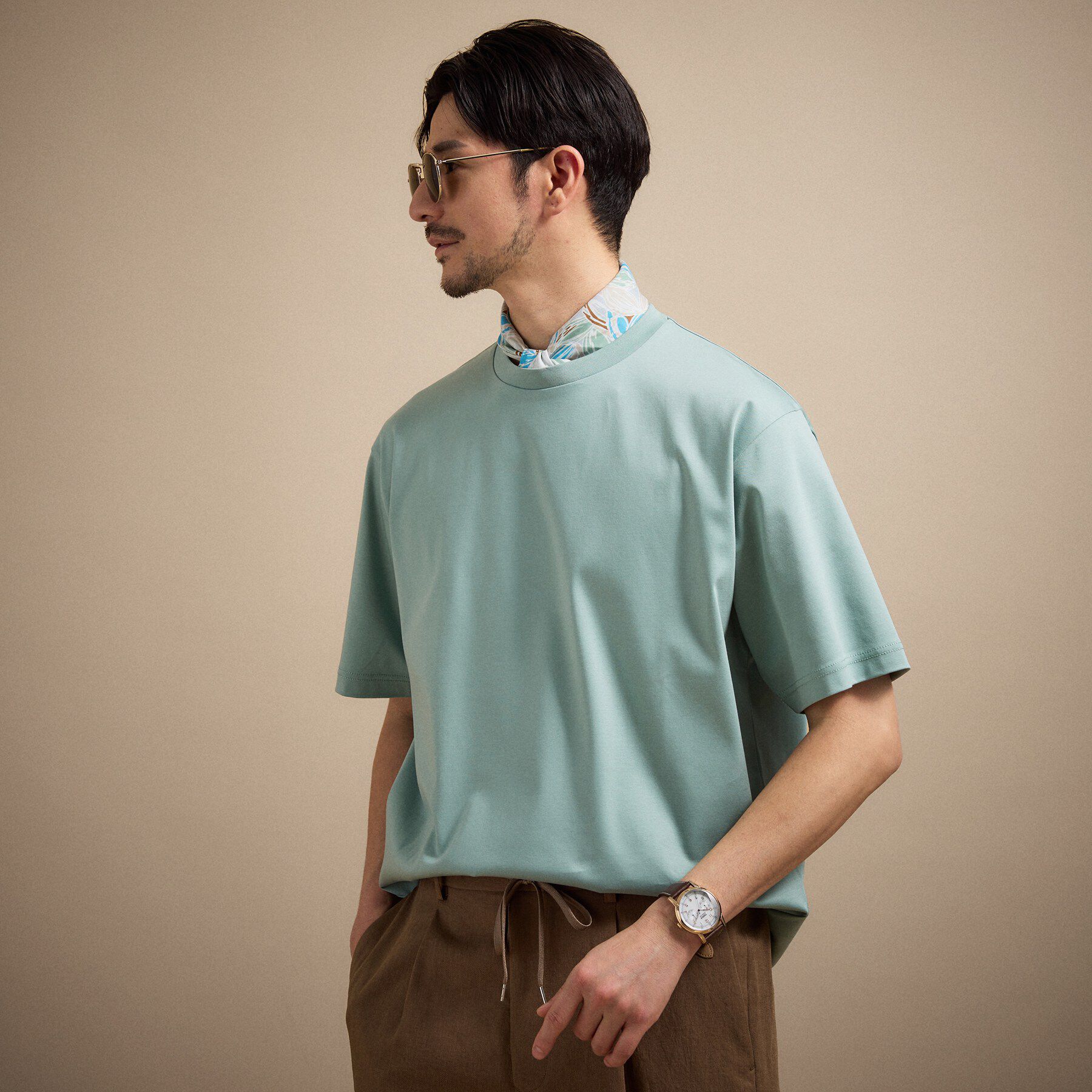 TAKEO KIKUCHI「【接触冷感】アイスクリアコットン プルオーバー」|Tシャツ・カットソー|ミントグリーン(02