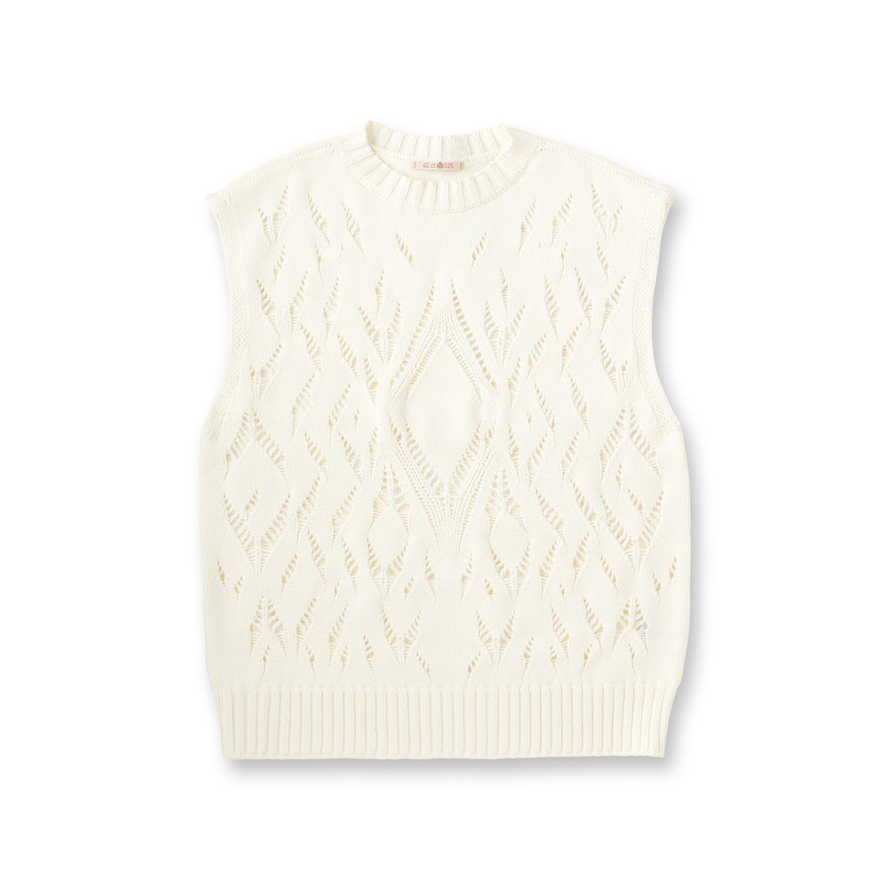 40CARATS&525「ダイヤ柄透かし編みニットべスト」|ベスト・ジレ|