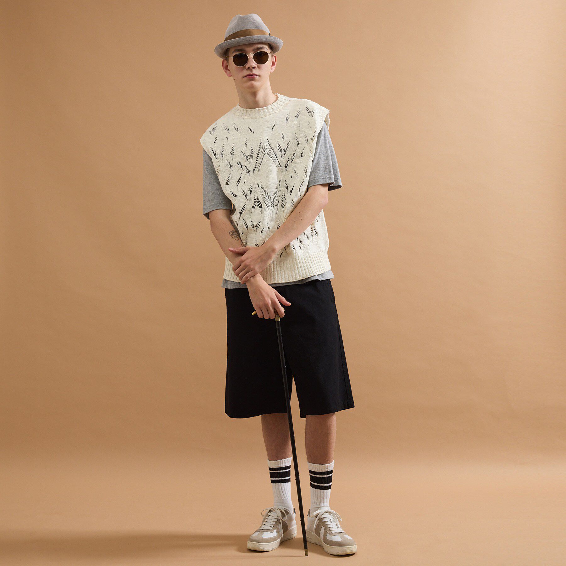 40CARATS&525「ダイヤ柄透かし編みニットべスト」|ベスト・ジレ|