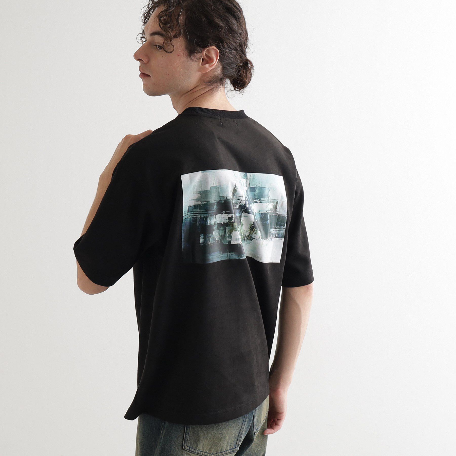 tk.TAKEO KIKUCHI「サマースウェード アブストカットソー」|Tシャツ・カットソー|ブラック(019)