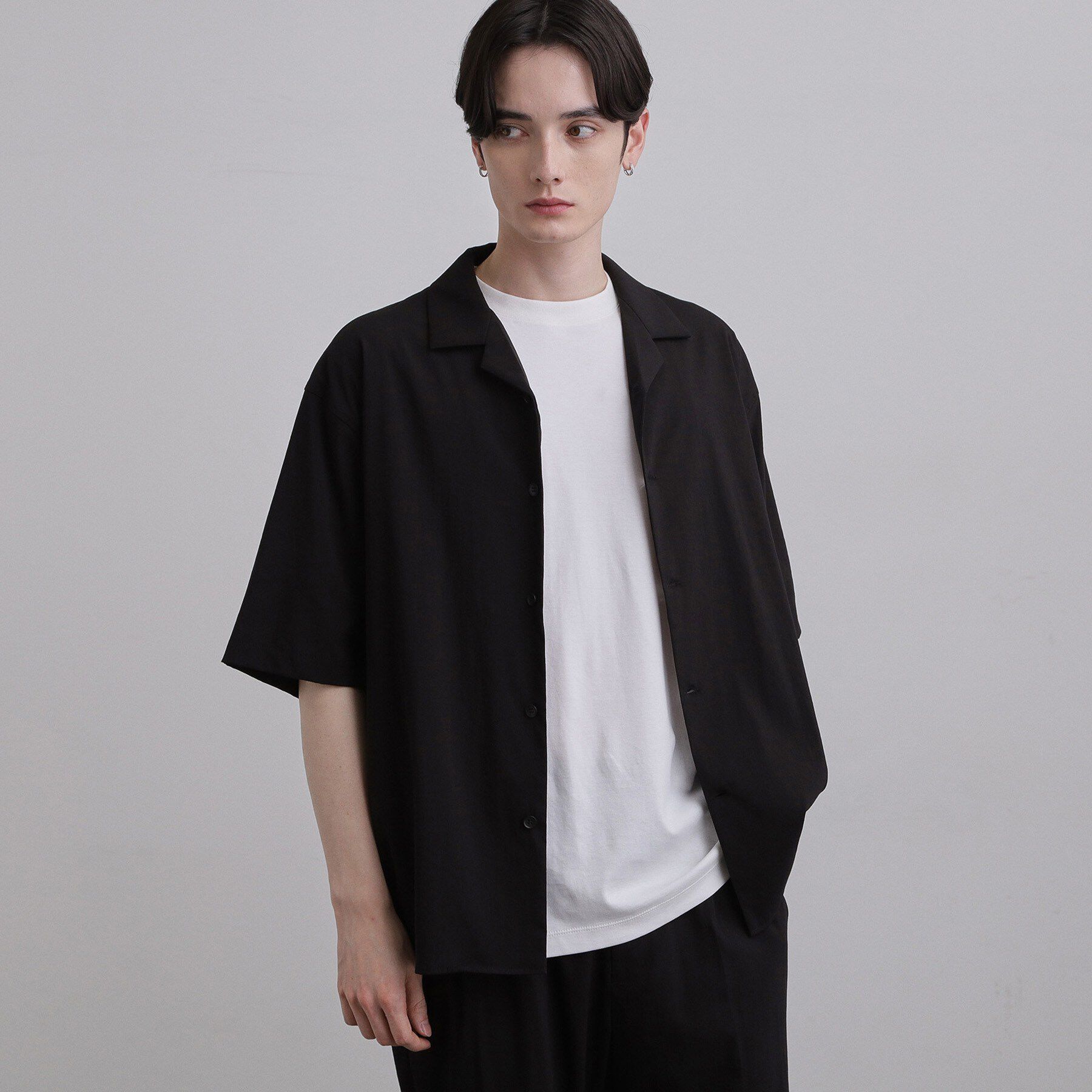tk.TAKEO KIKUCHI「【接触冷感／UVCUT】COOL PLAY開襟シャツ」|シャツ・ブラウス|ブラック(019)