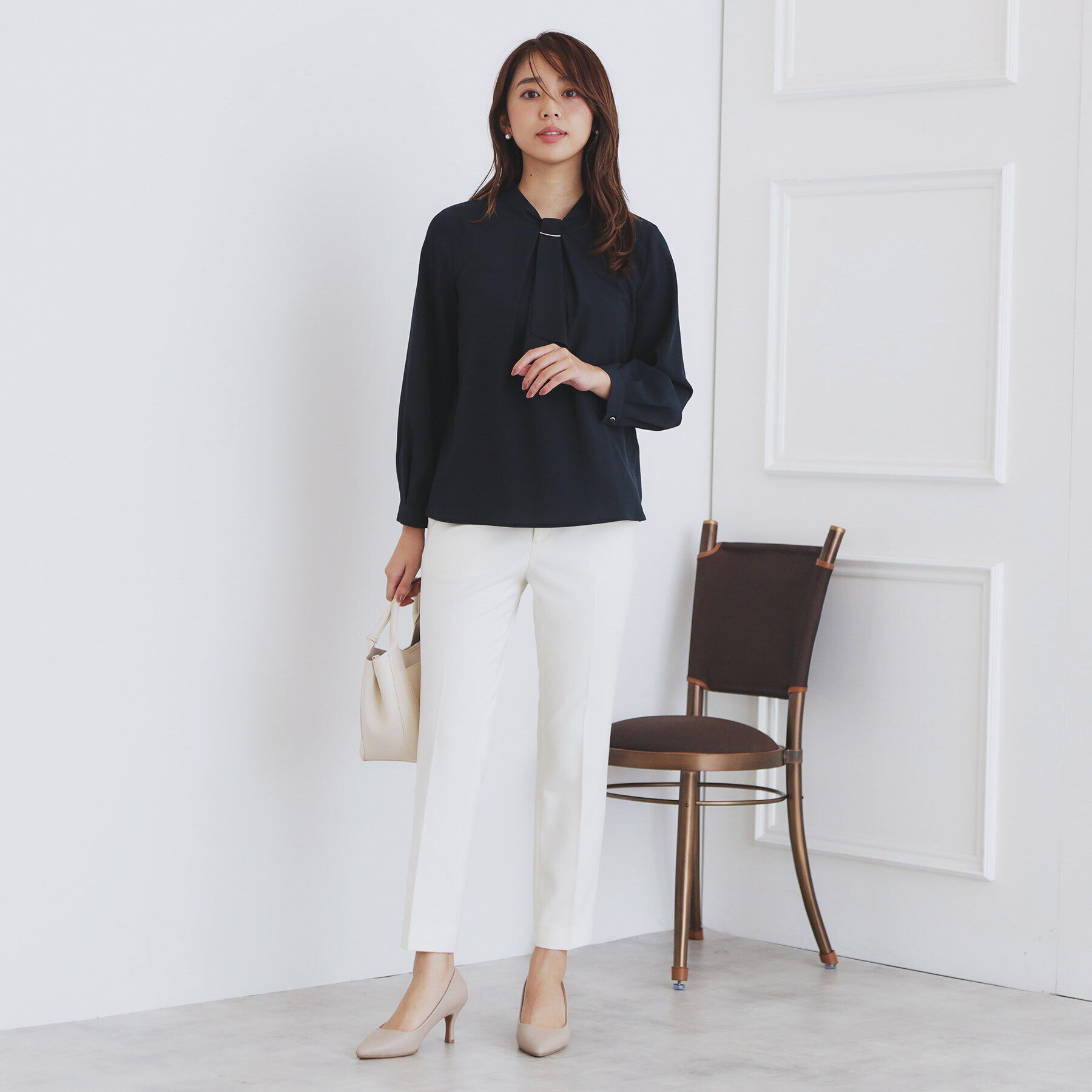 index「《XS-LLsize》通勤対応/ボウタイブラウス/取り外しパーツ付き 【洗濯機洗い可/防シワ】」|シャツ・ブラウス|