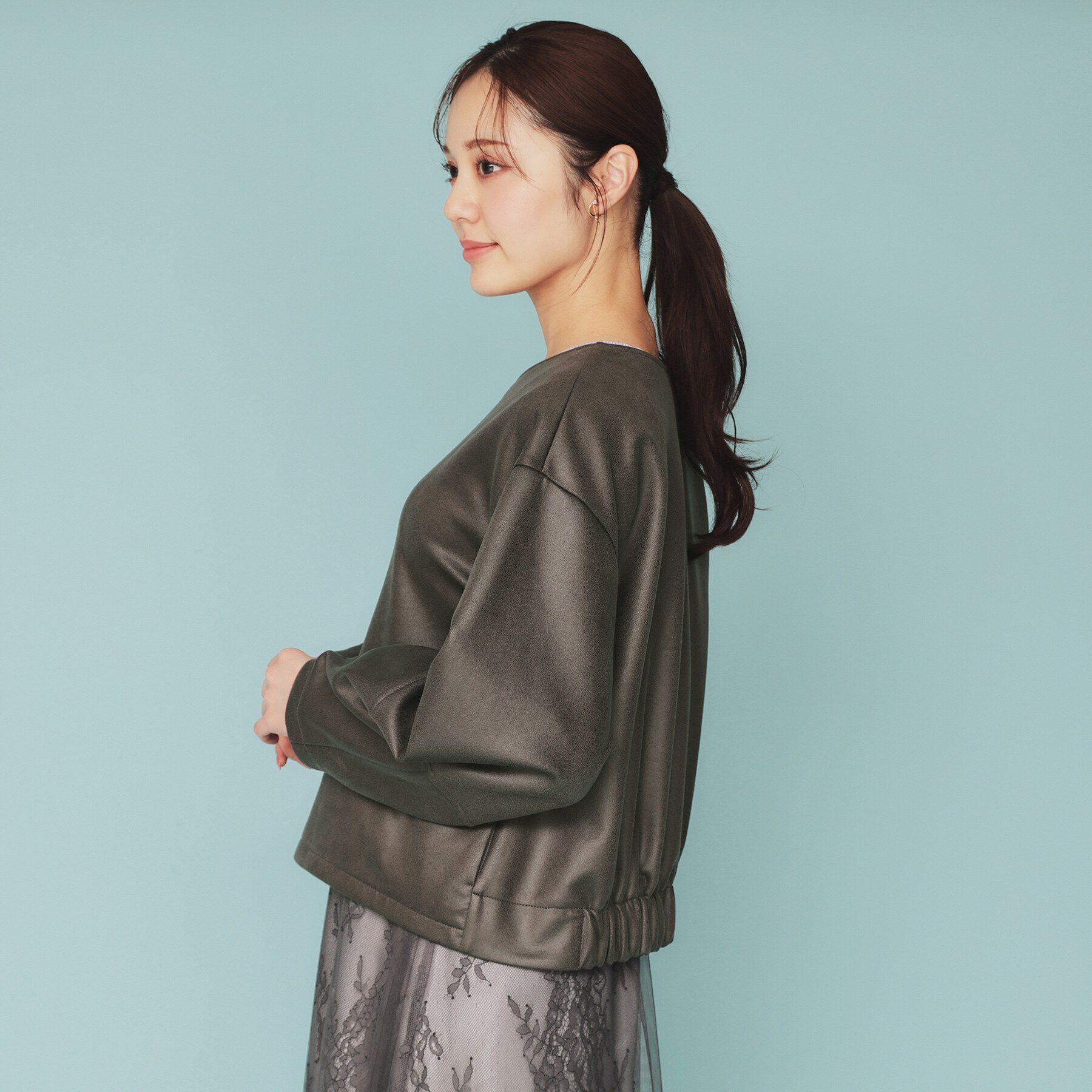 index「スウェードノーカラーブルゾン【洗濯機洗い可/防シワ/ストレッチ】」|ブルゾン・スタジャン|