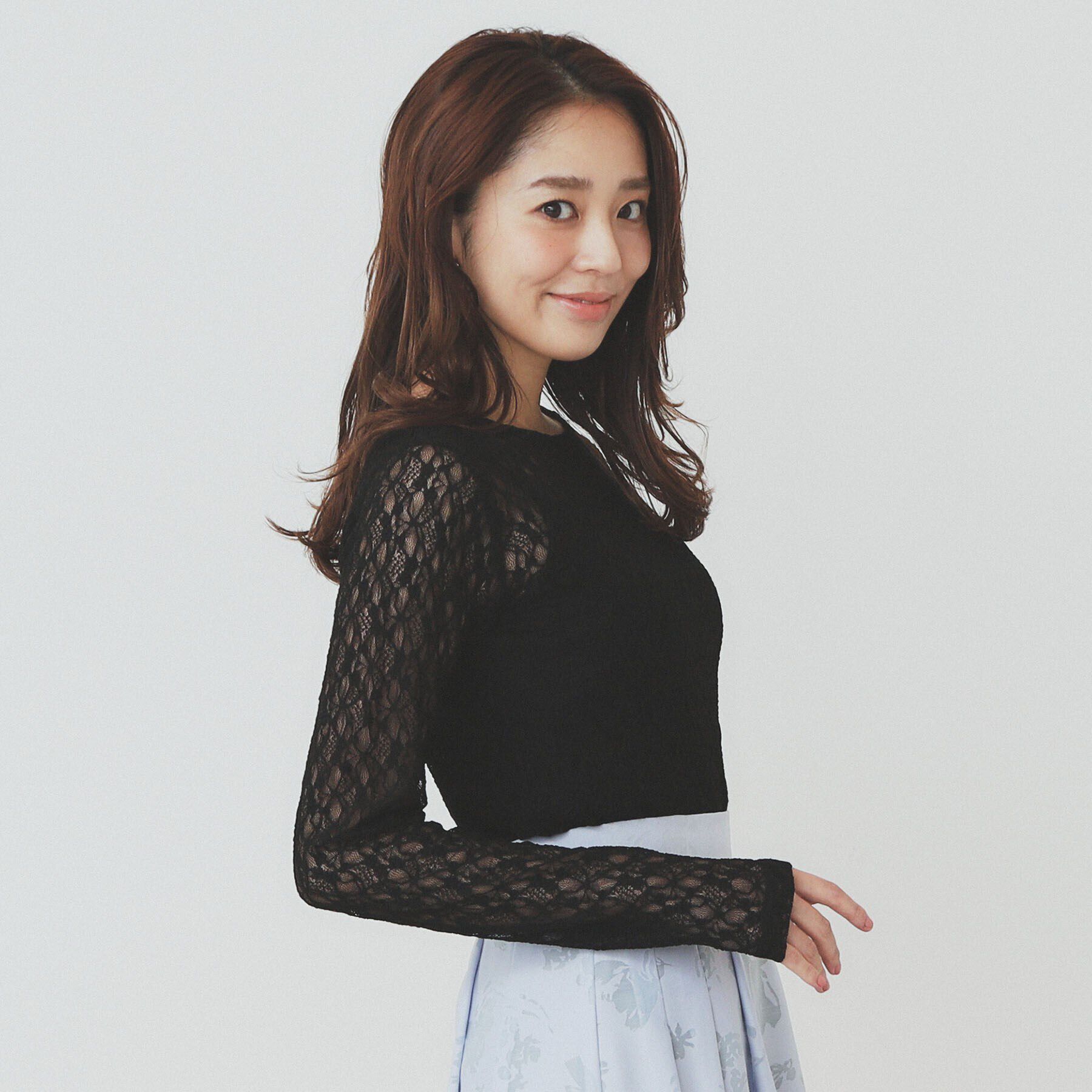 index「シアーフラワーストレッチトップス【洗濯機洗い可】」|Tシャツ・カットソー|ブラック(019)