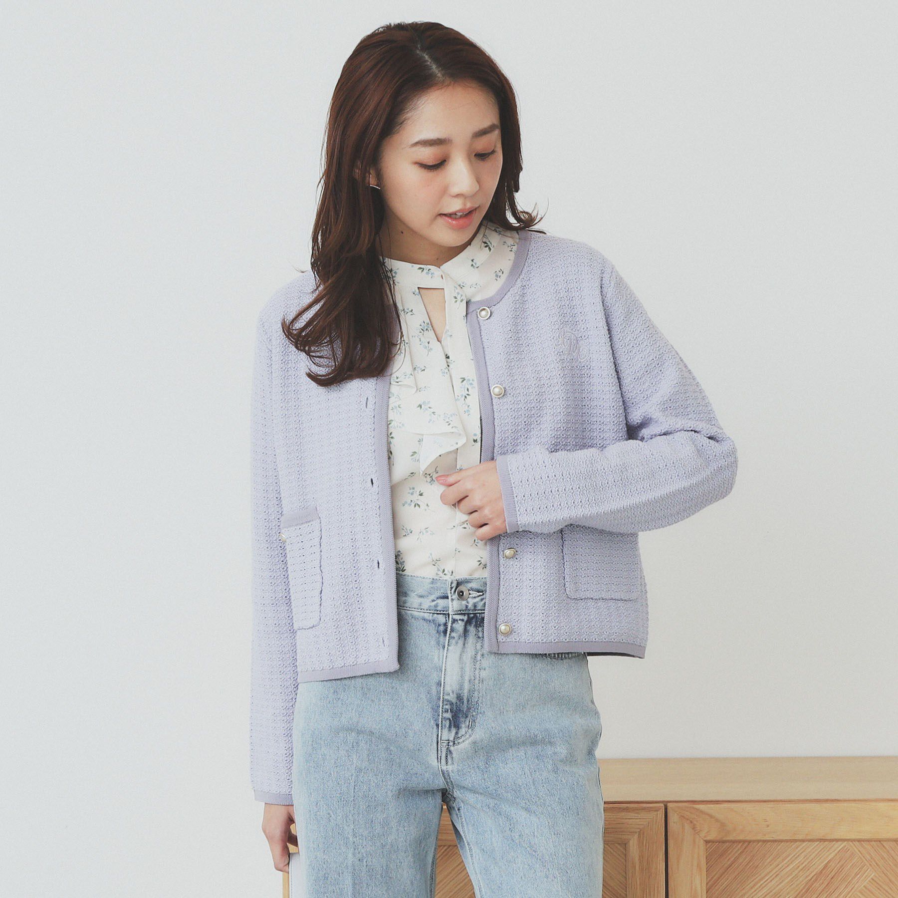 index「コットンカノコカーディガン【洗濯機洗い可】」|カーディガン|ラベンダー(080)