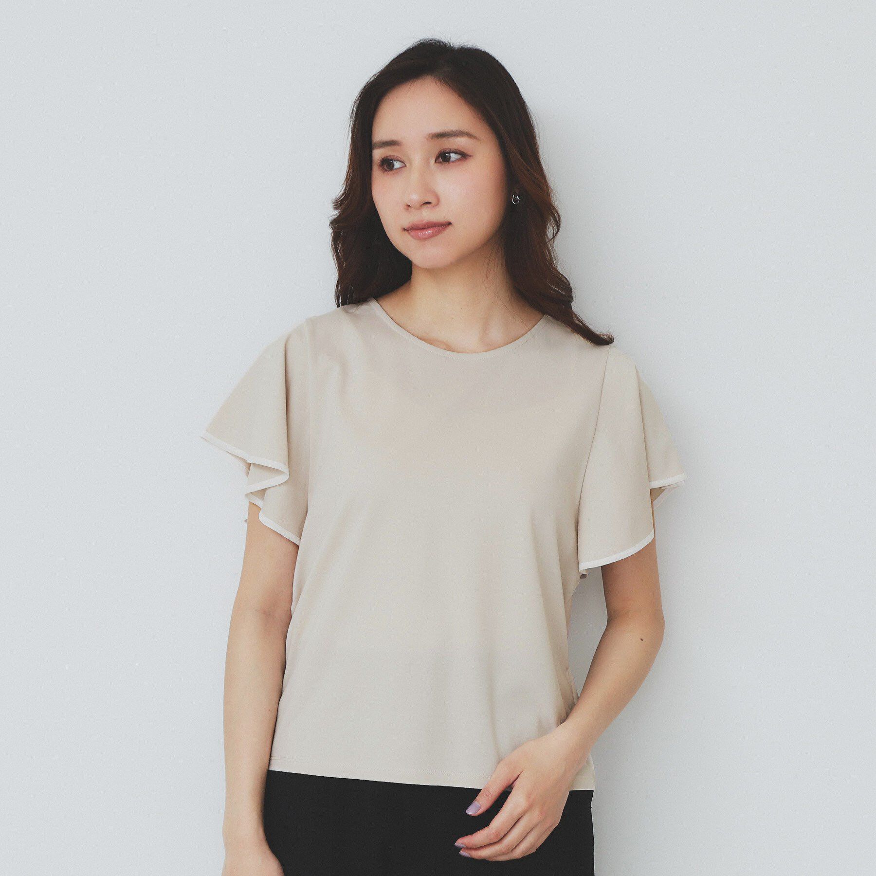 index「バイカラーフレアスリーブトップス【洗濯機洗い可】」|Tシャツ・カットソー|