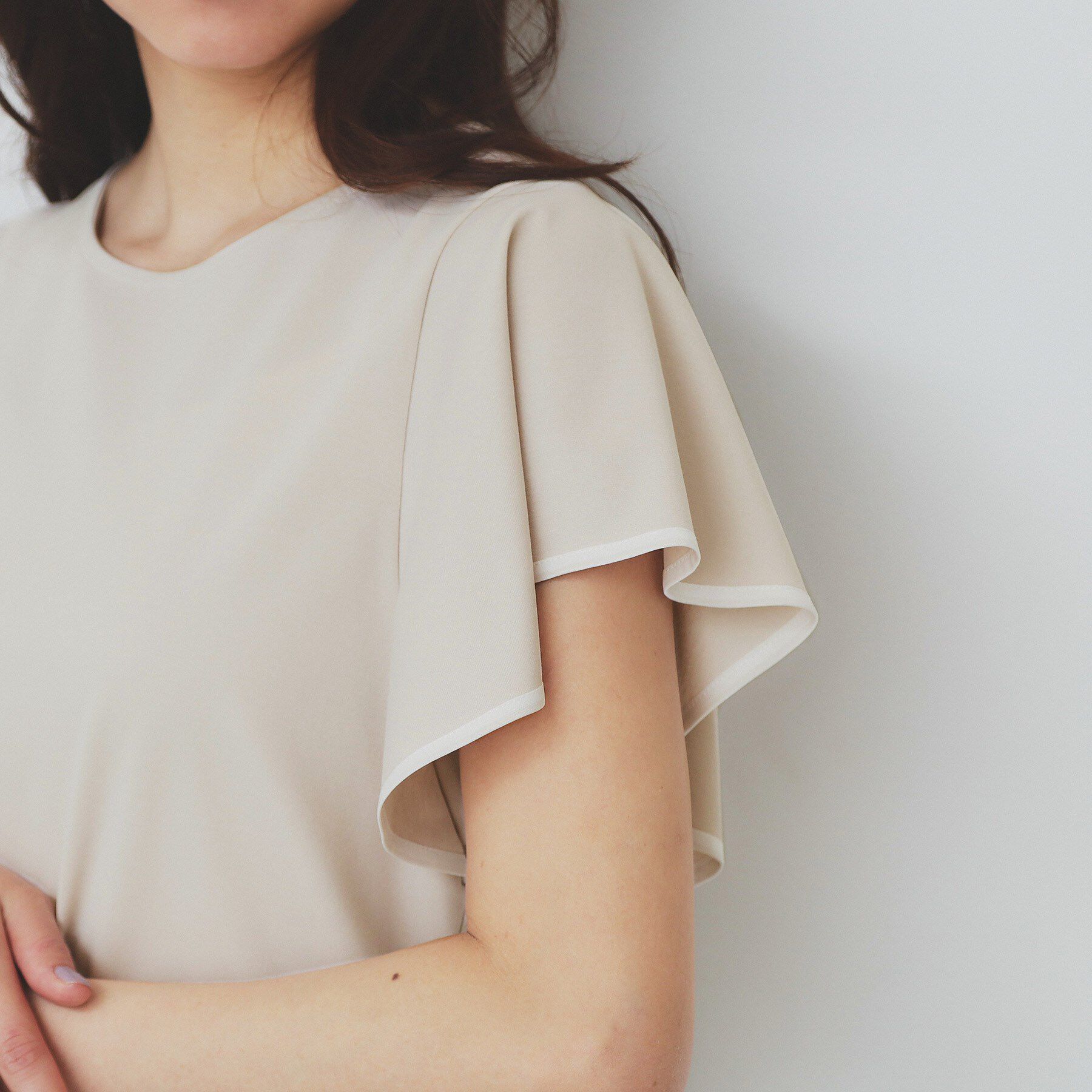 index「バイカラーフレアスリーブトップス【洗濯機洗い可】」|Tシャツ・カットソー|