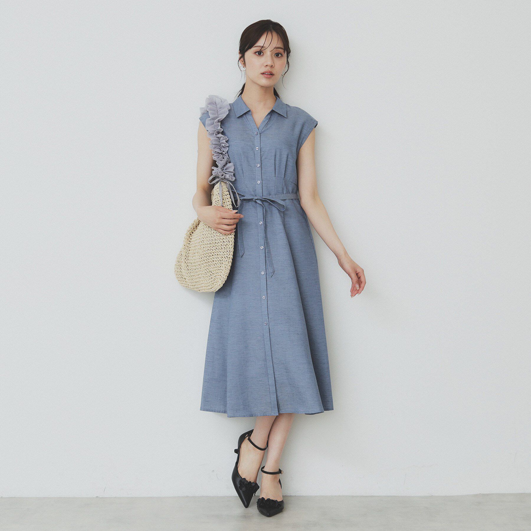 index「リネンライクシャツワンピース【洗濯機洗い可】」|ワンピース|