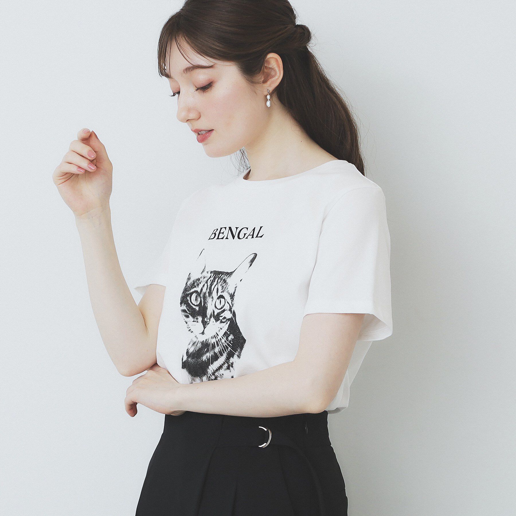 index「ねこプリントTシャツ【洗濯機洗い可】」|Tシャツ・カットソー|